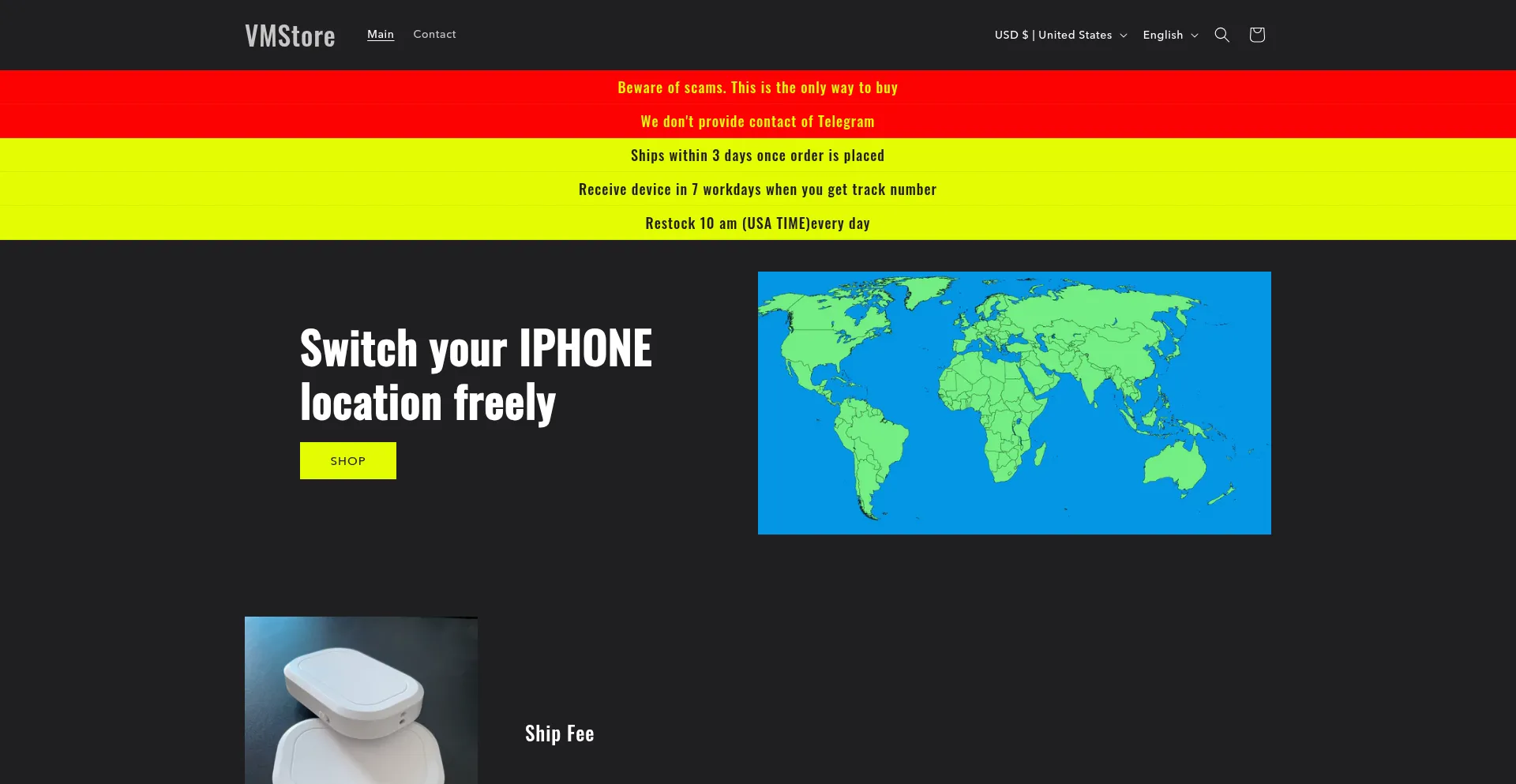 Website screenshot of Vmlocation.top