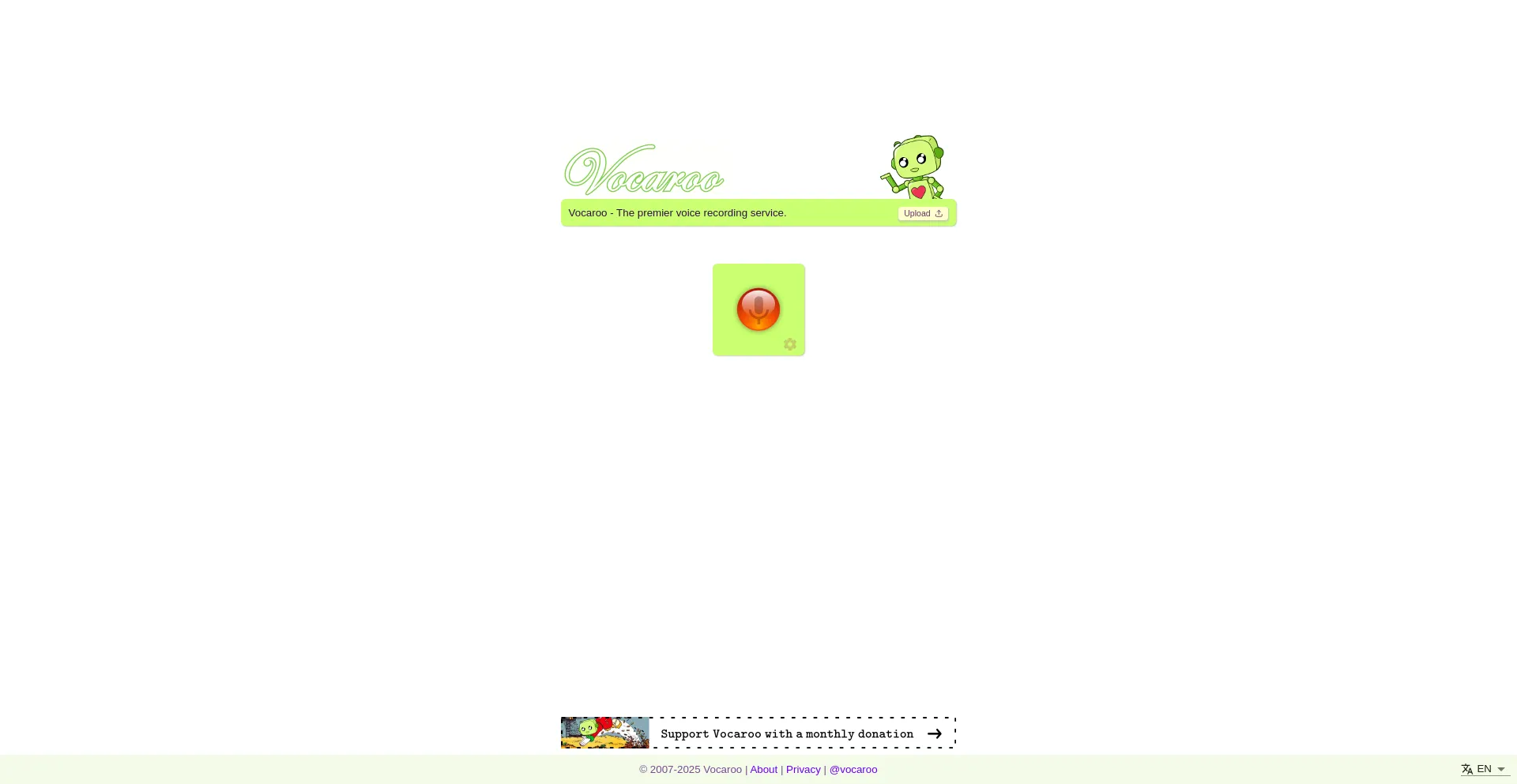 Website screenshot of Voca.ro