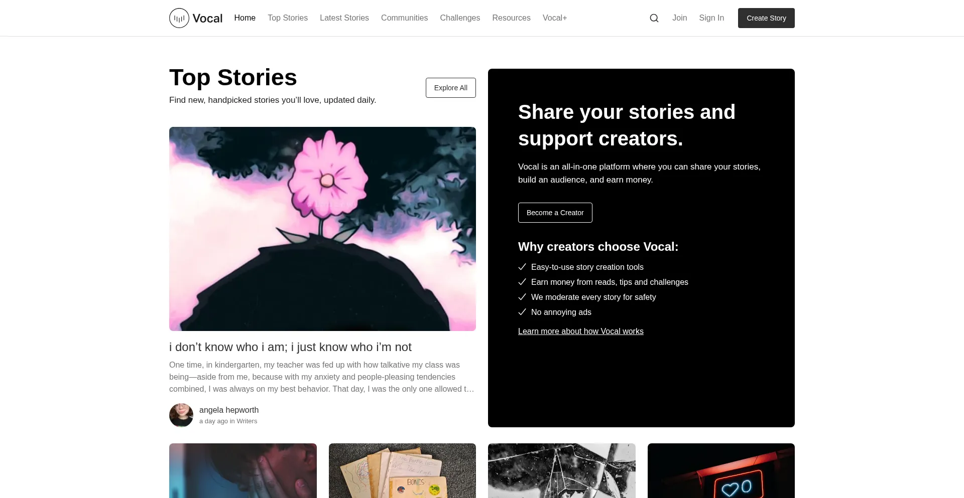 Website screenshot of Vocal.media