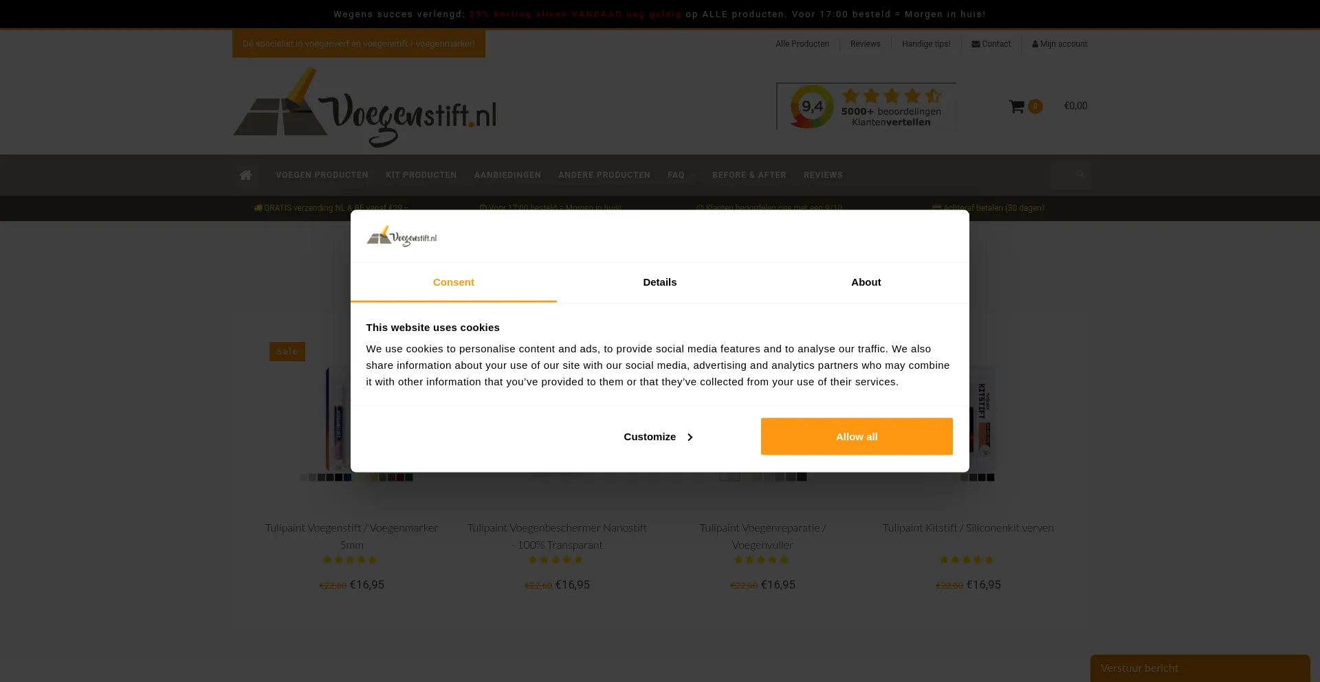 Website screenshot of Voegenstift.nl