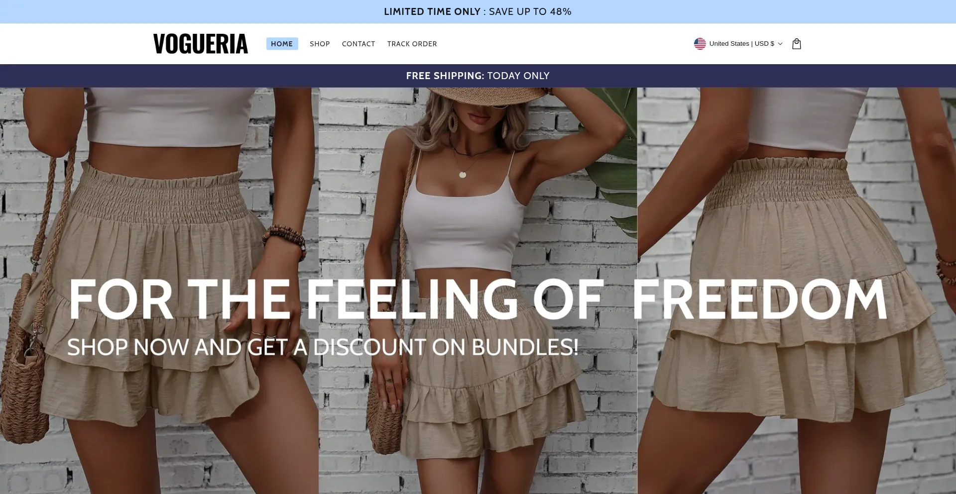 Website screenshot of Vogueria.com