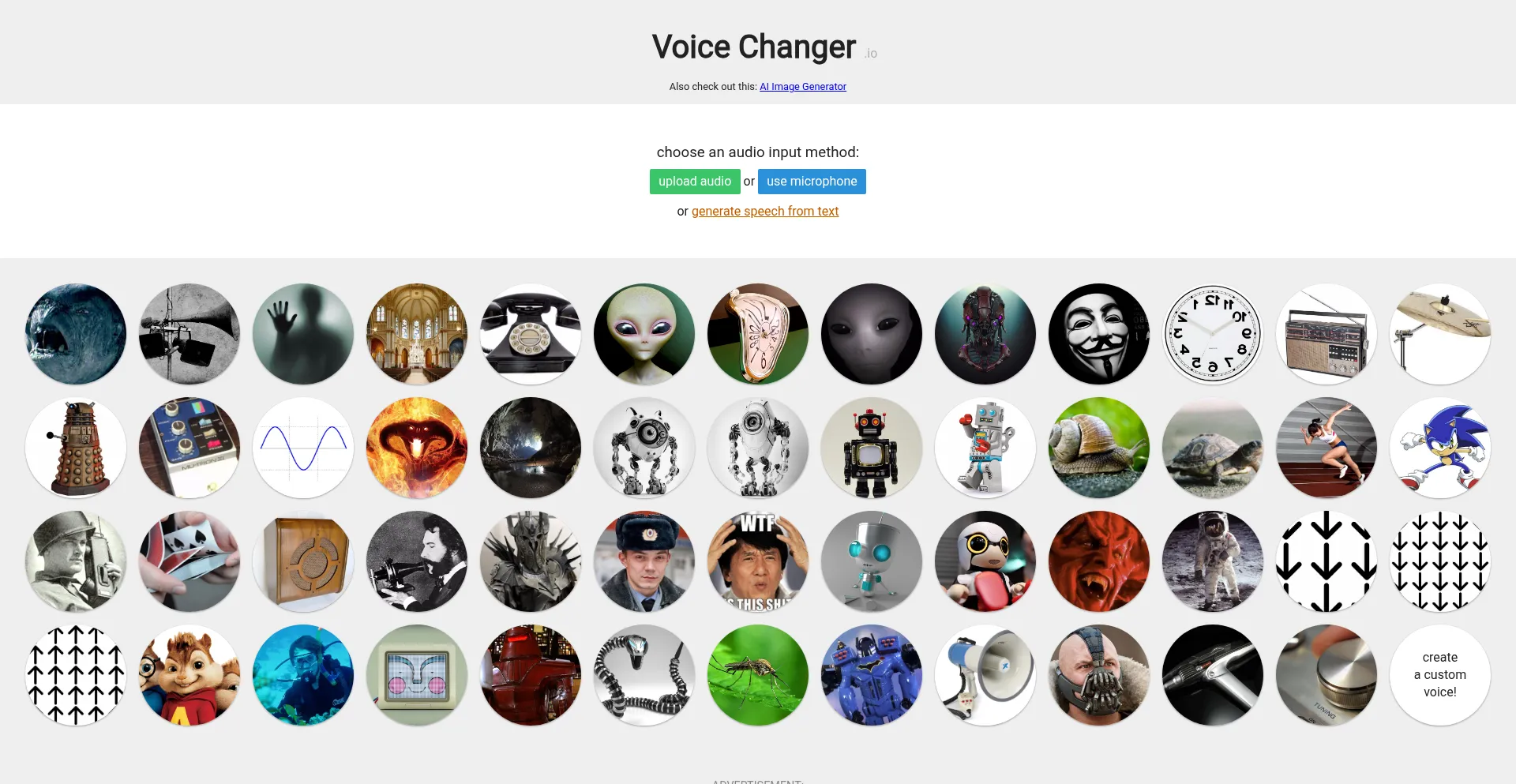 Website screenshot of Voicechanger.io