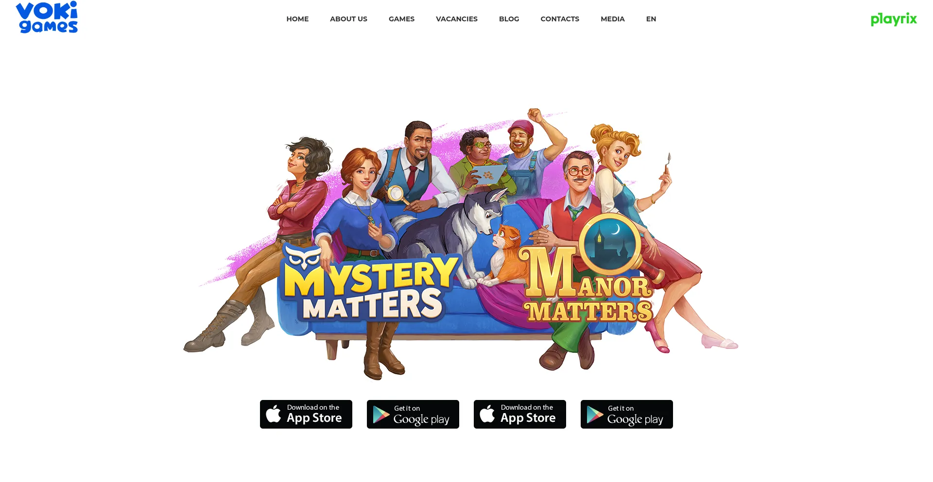 Website screenshot of Vokigames.com