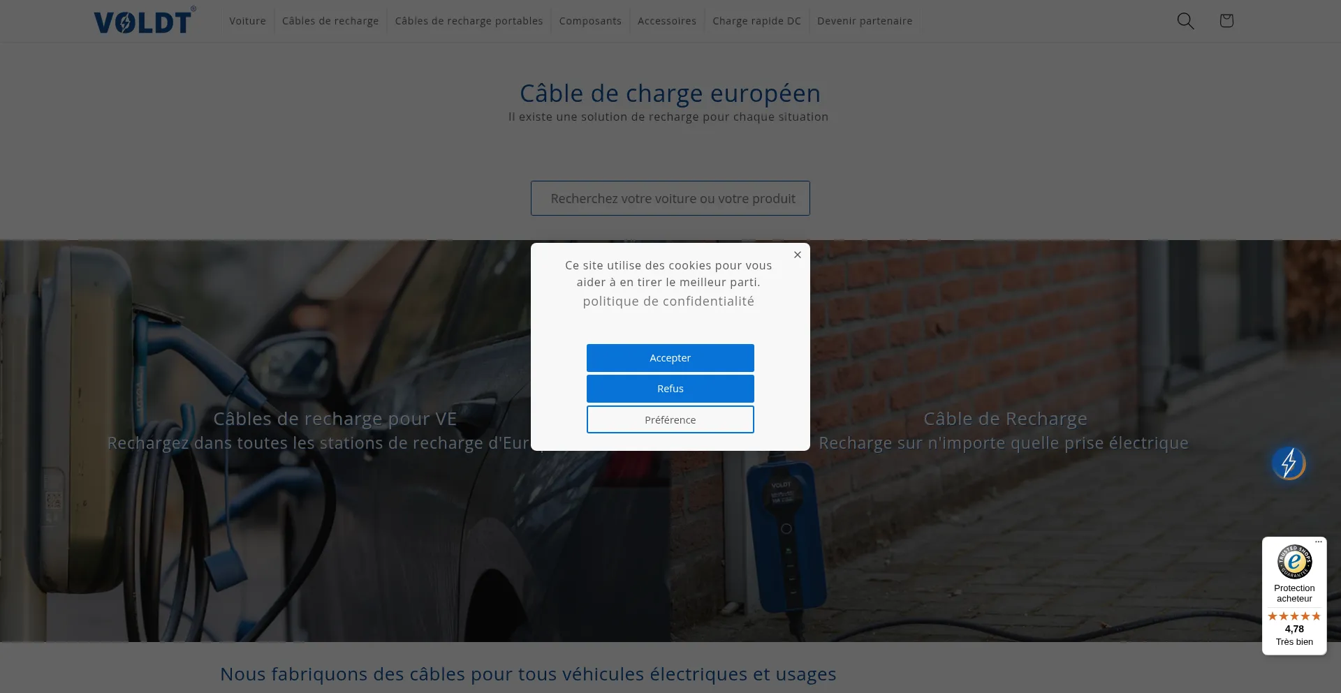 Website screenshot of Voldt.fr