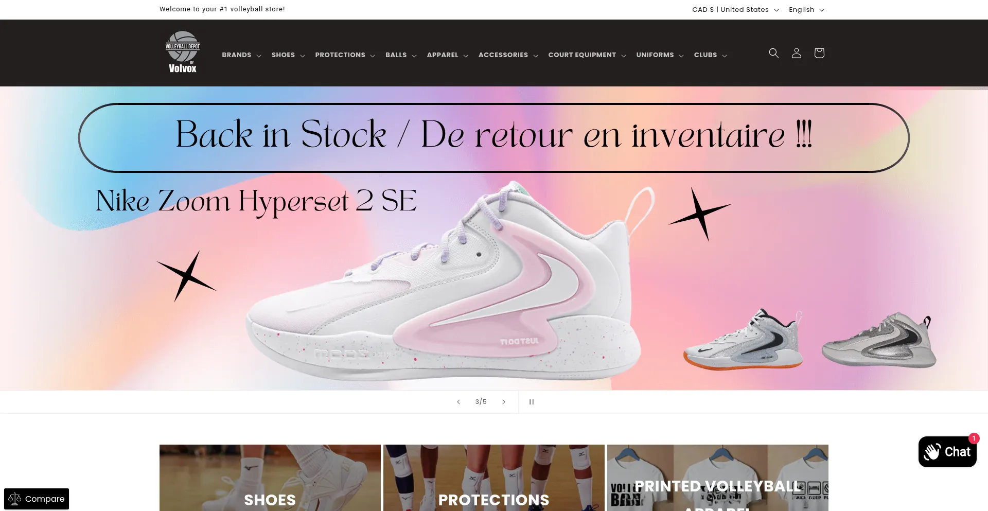 Website screenshot of Volleyballdepot.ca