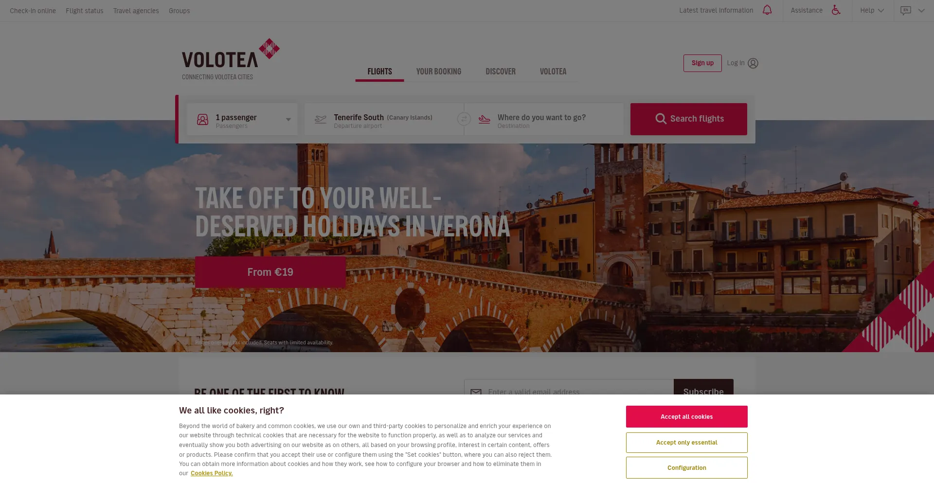 Website screenshot of Volotea.com