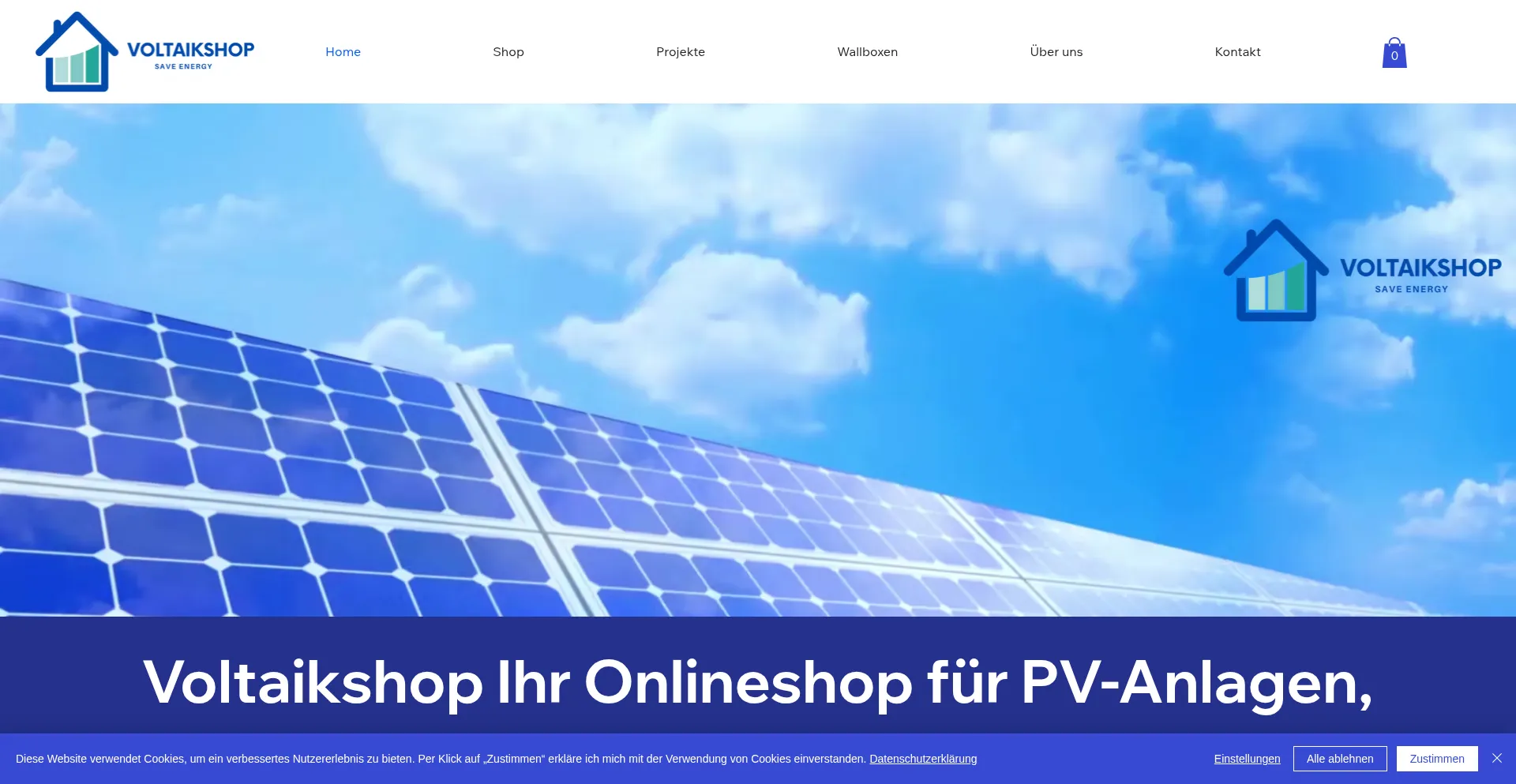 Website screenshot of Voltaikshop.ch