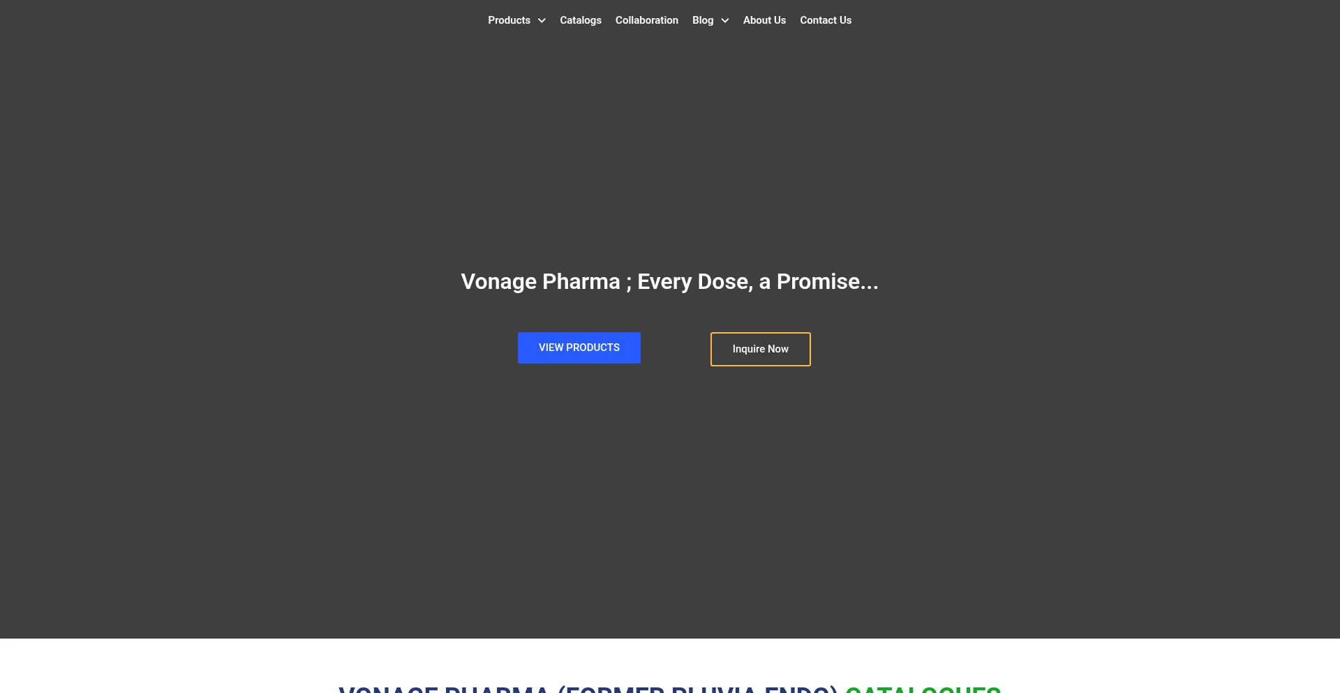 Website screenshot of Vonagepharma.com