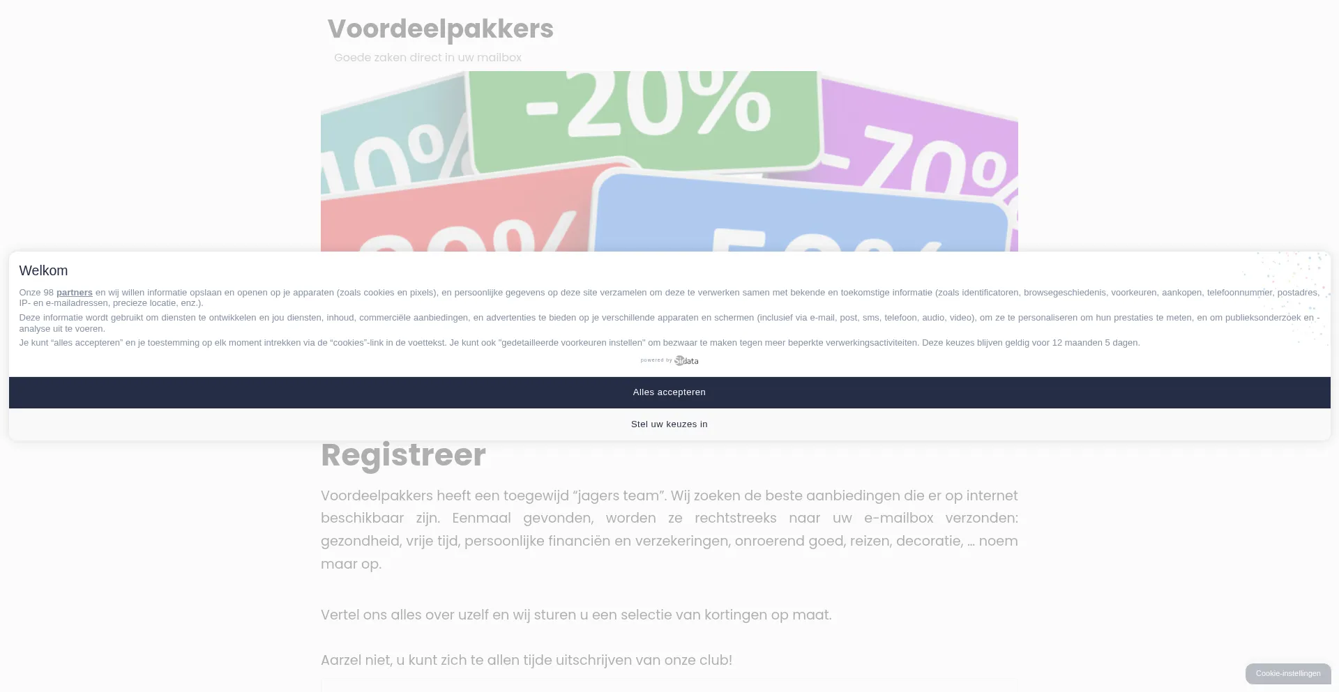 Website screenshot of Voordeelpakkers.com