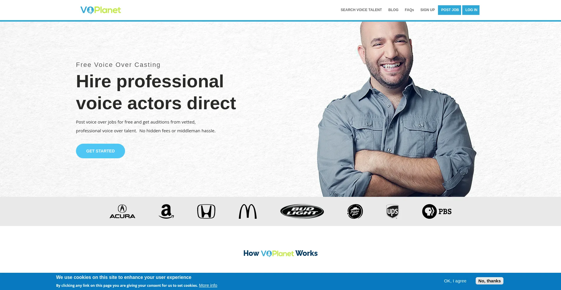 Website screenshot of Voplanet.com