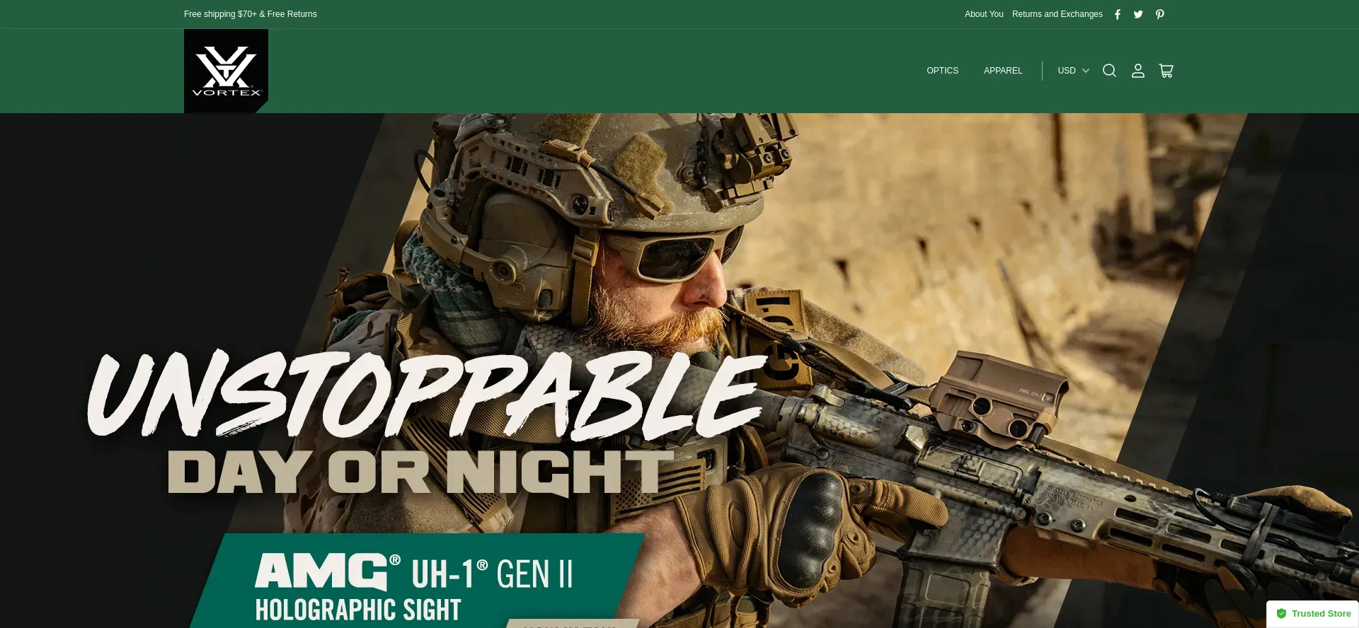 Website screenshot of Vortexopticus.com