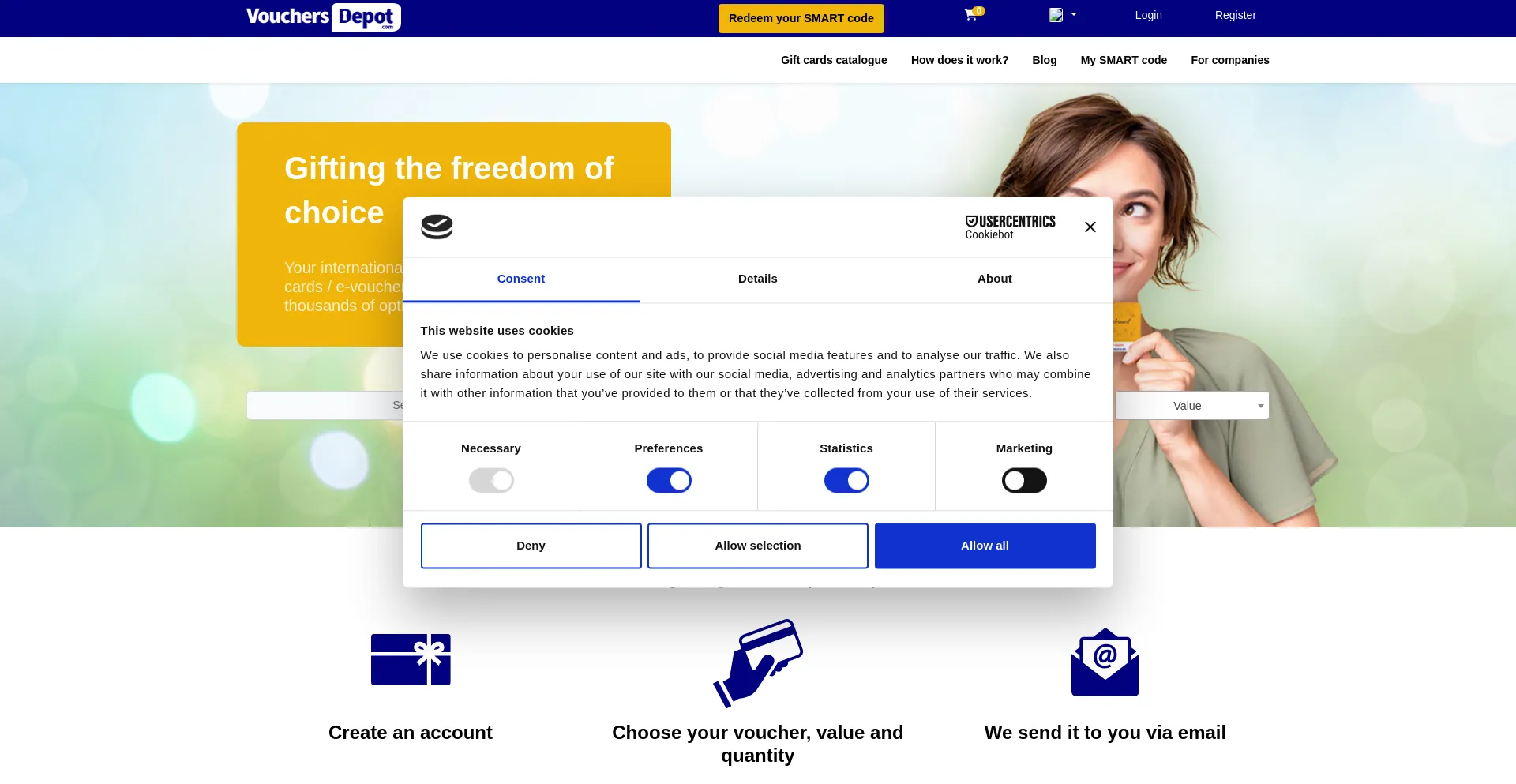 Website screenshot of Vouchersdepot.com