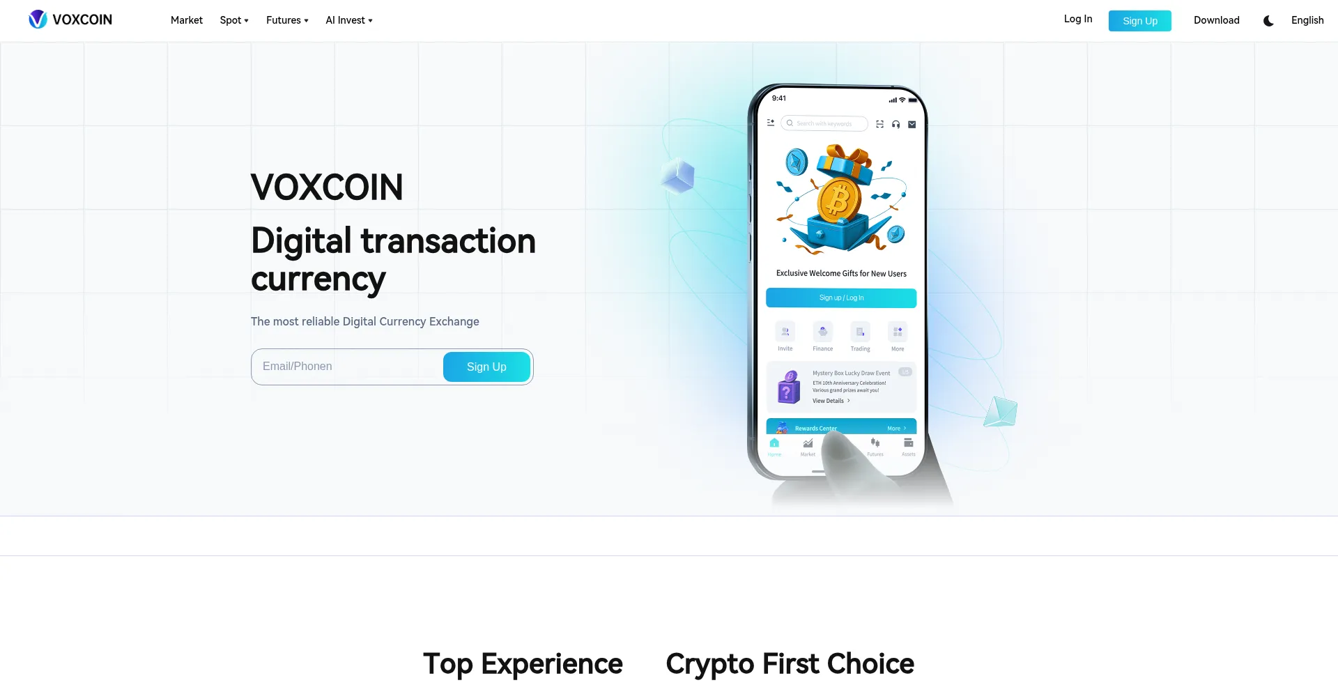 Website screenshot of Voxcoin.com