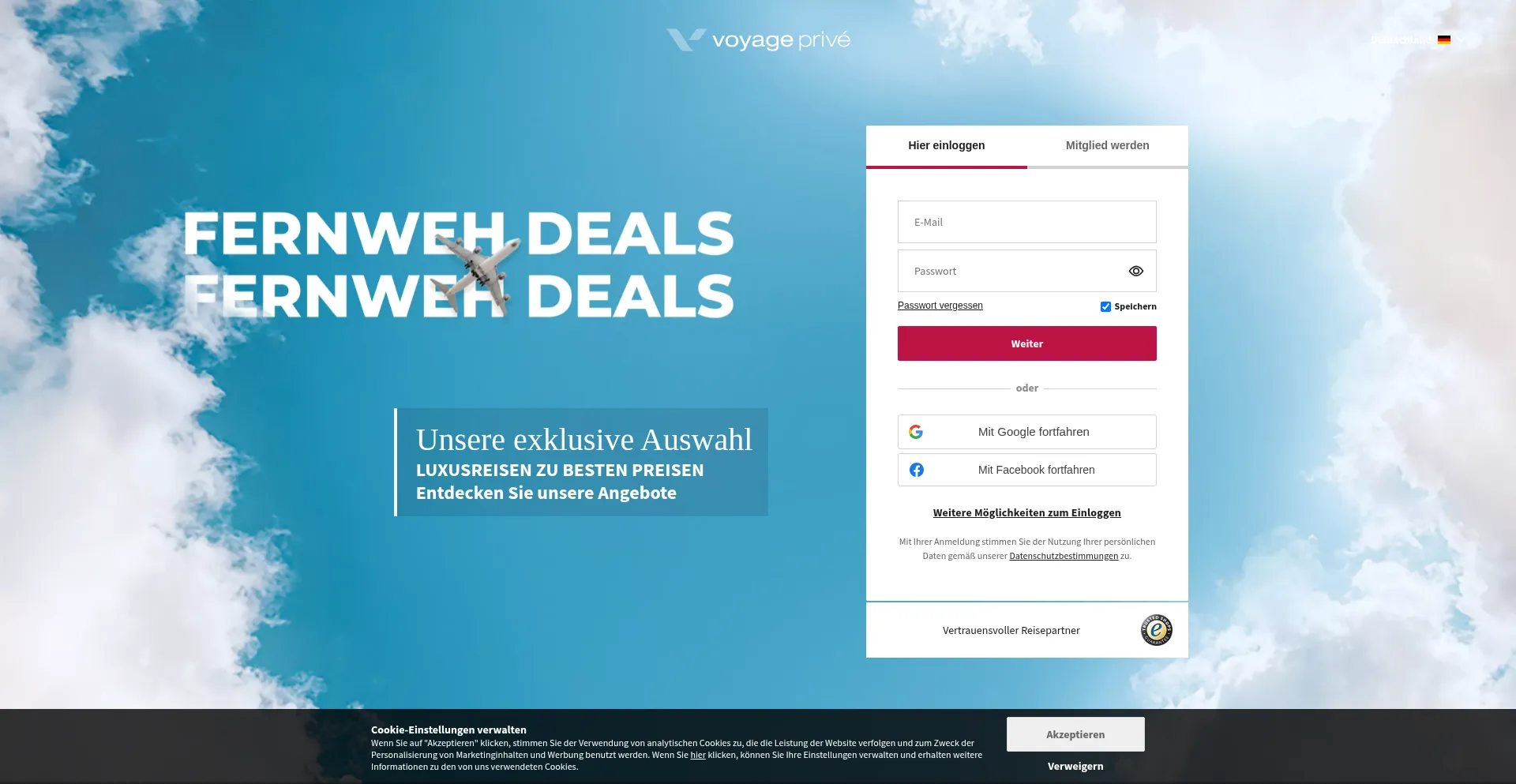 Voyage-prive.de Screenshot