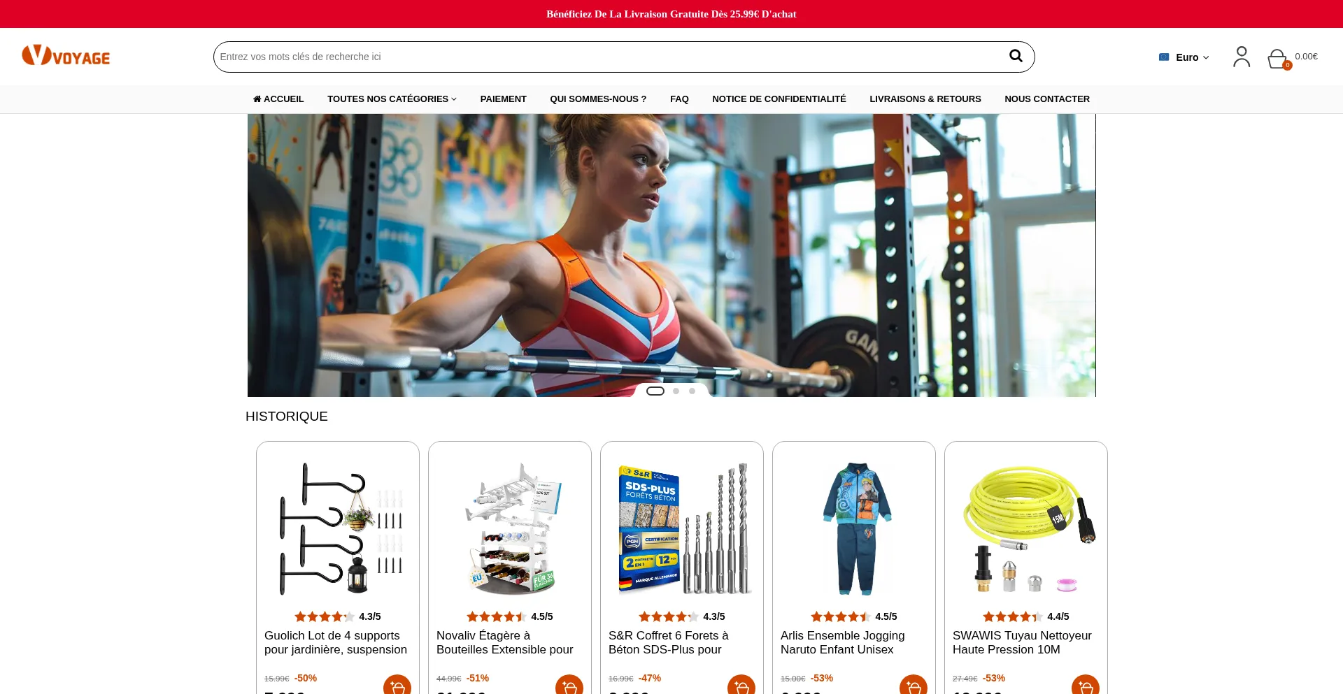 Website screenshot of Voyagepacksfr.com