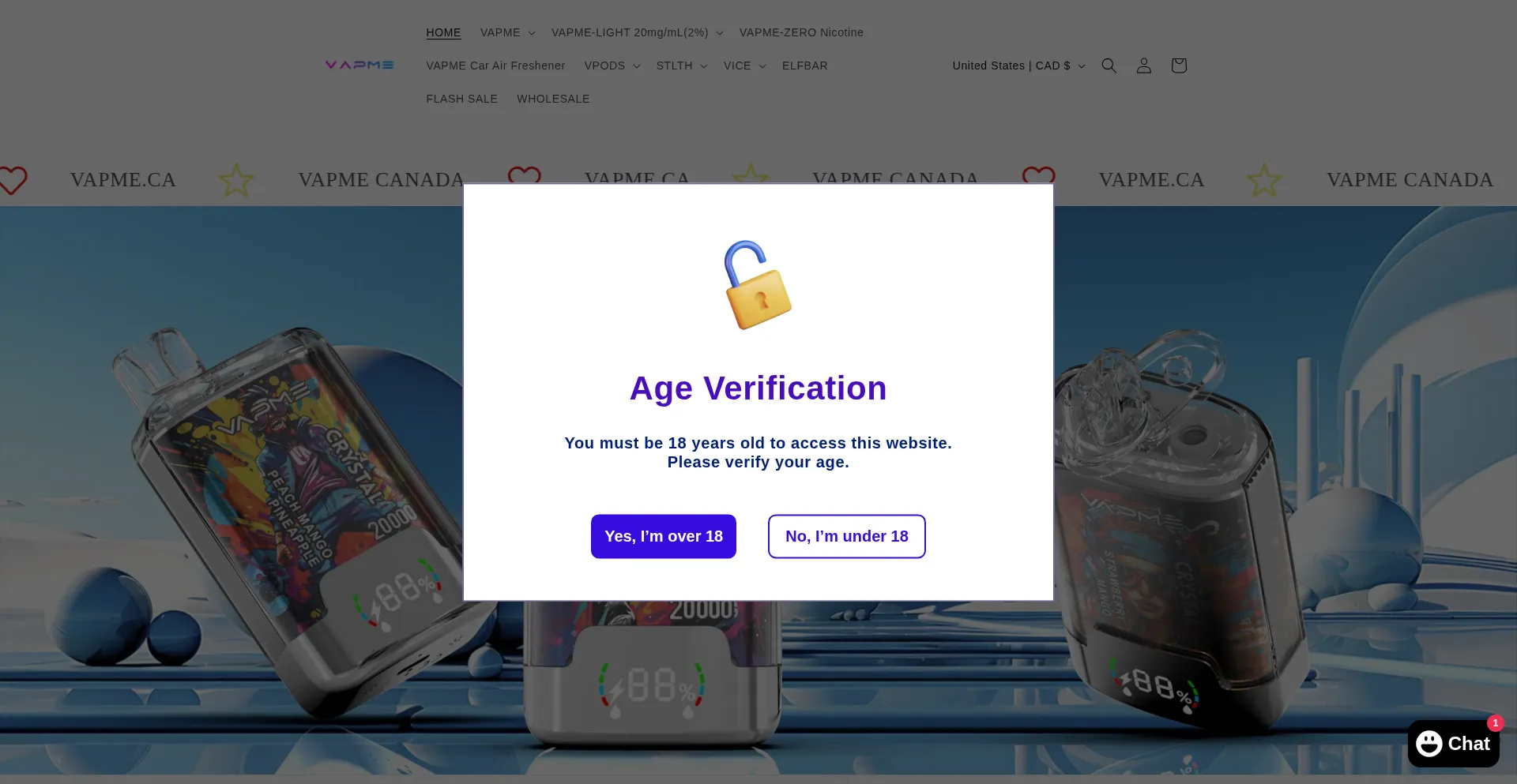 Website screenshot of Vpuff.ca