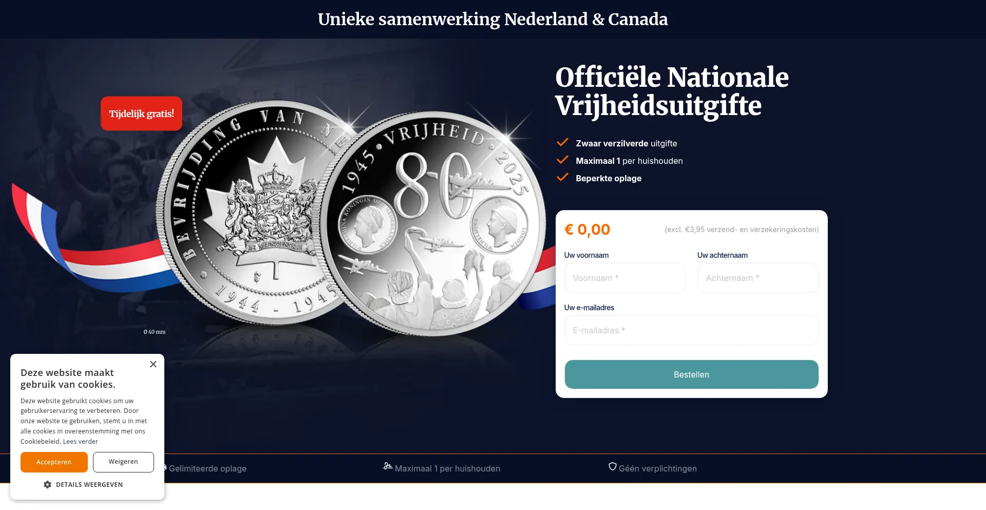 Website screenshot of Vrijheidsuitgifte.nl