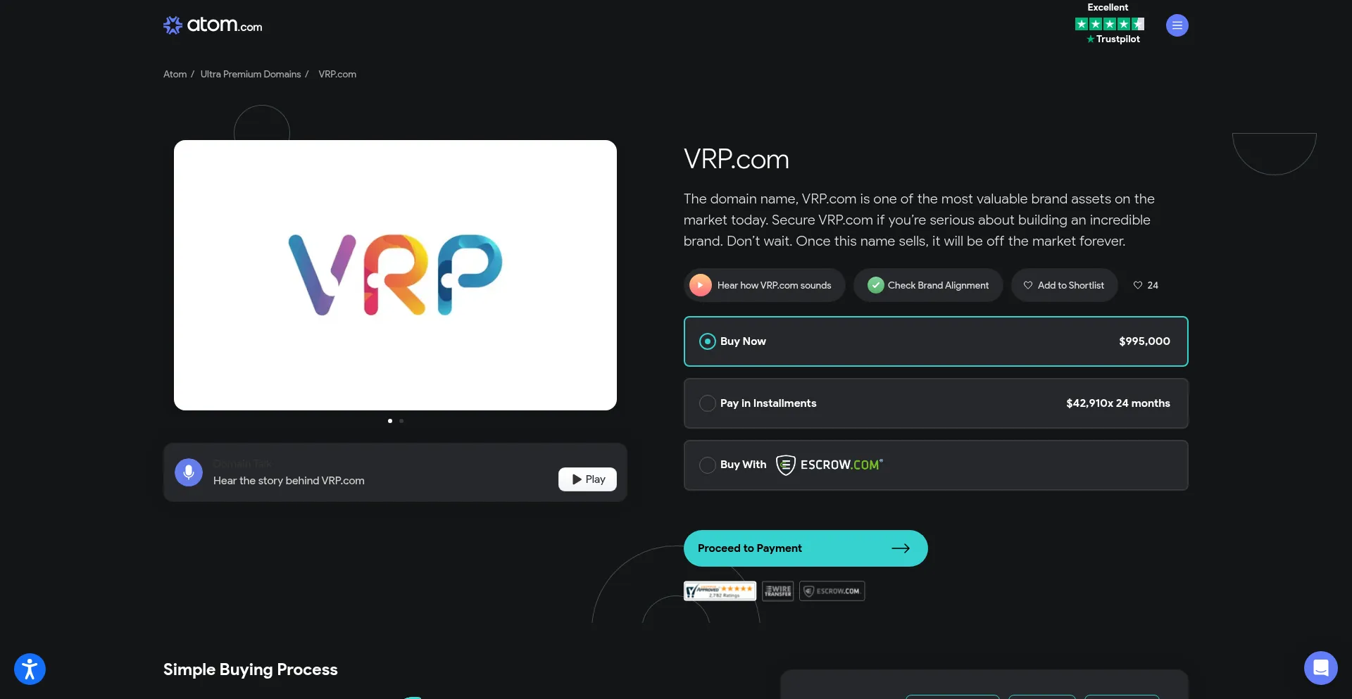 Website screenshot of Vrp.com