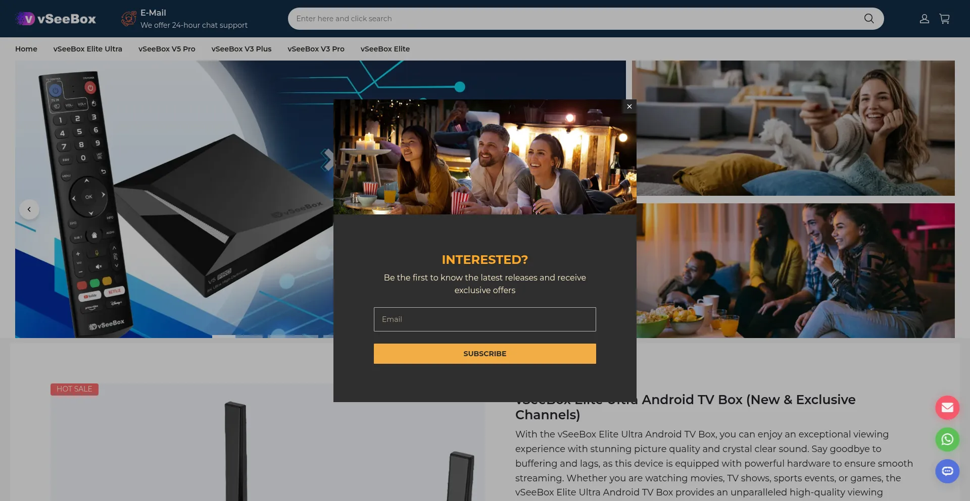 Website screenshot of Vseeboxtvstore.com