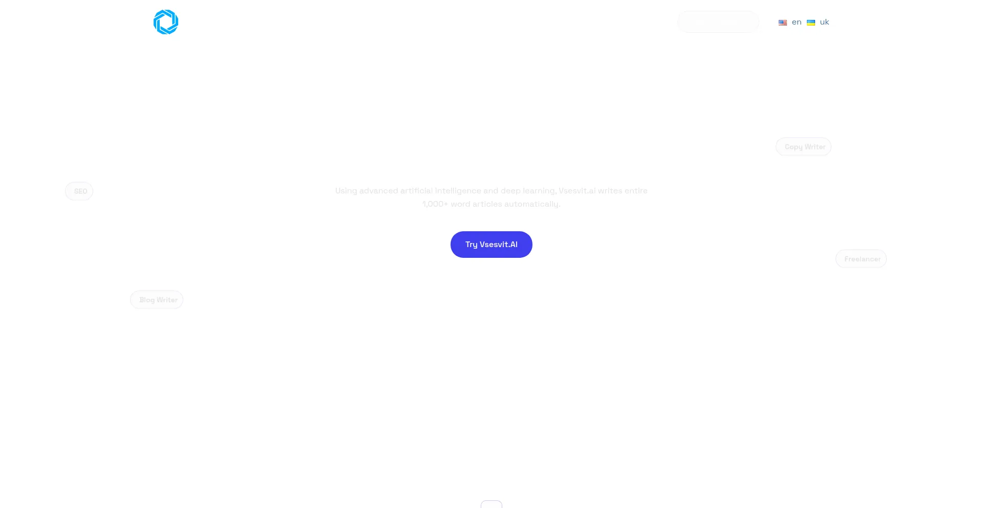 Website screenshot of Vsesvit.ai