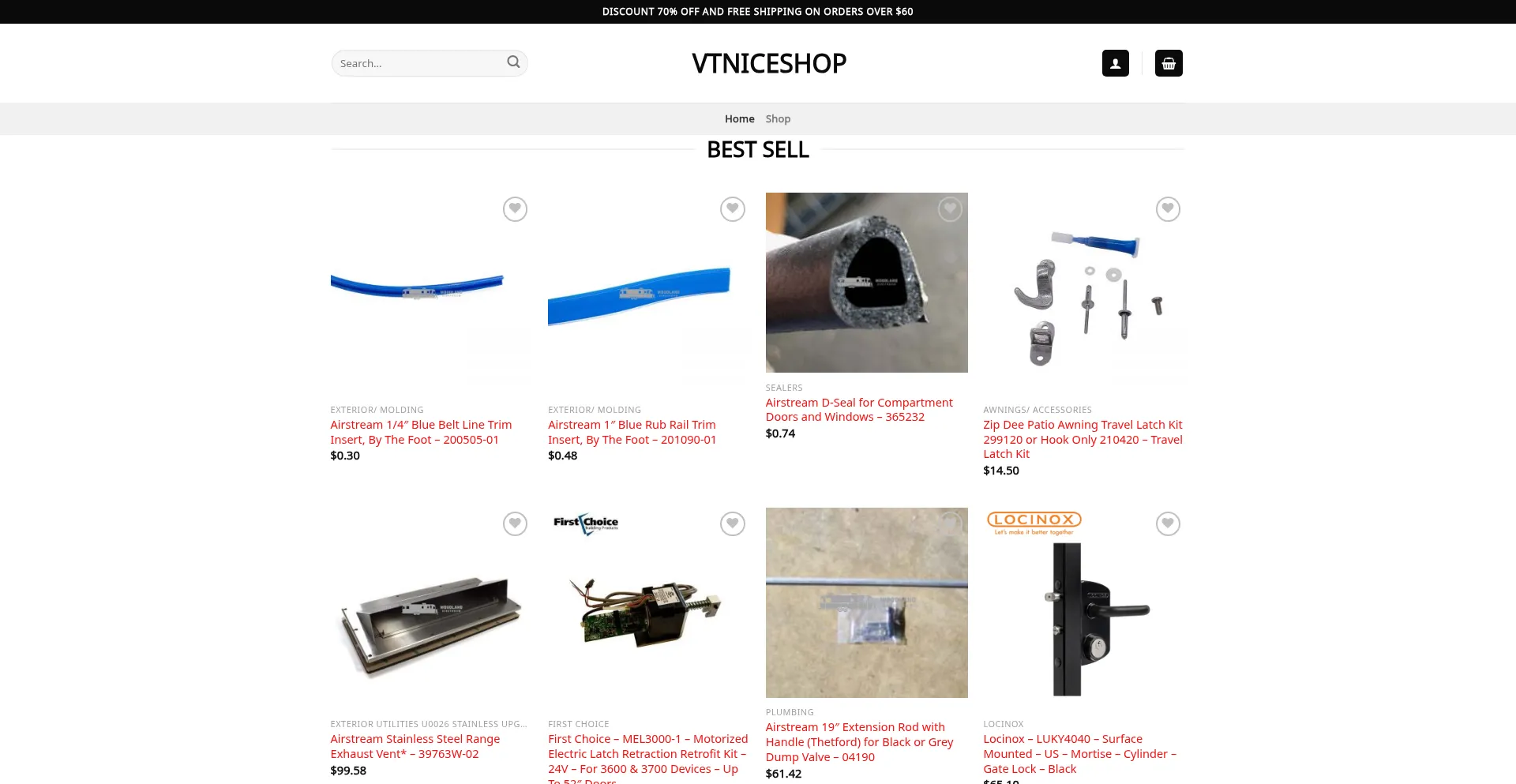 Website screenshot of Vtniceshop.com