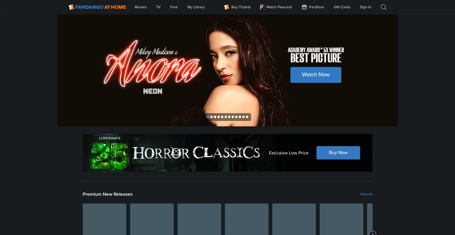 Website screenshot of Vudu.com
