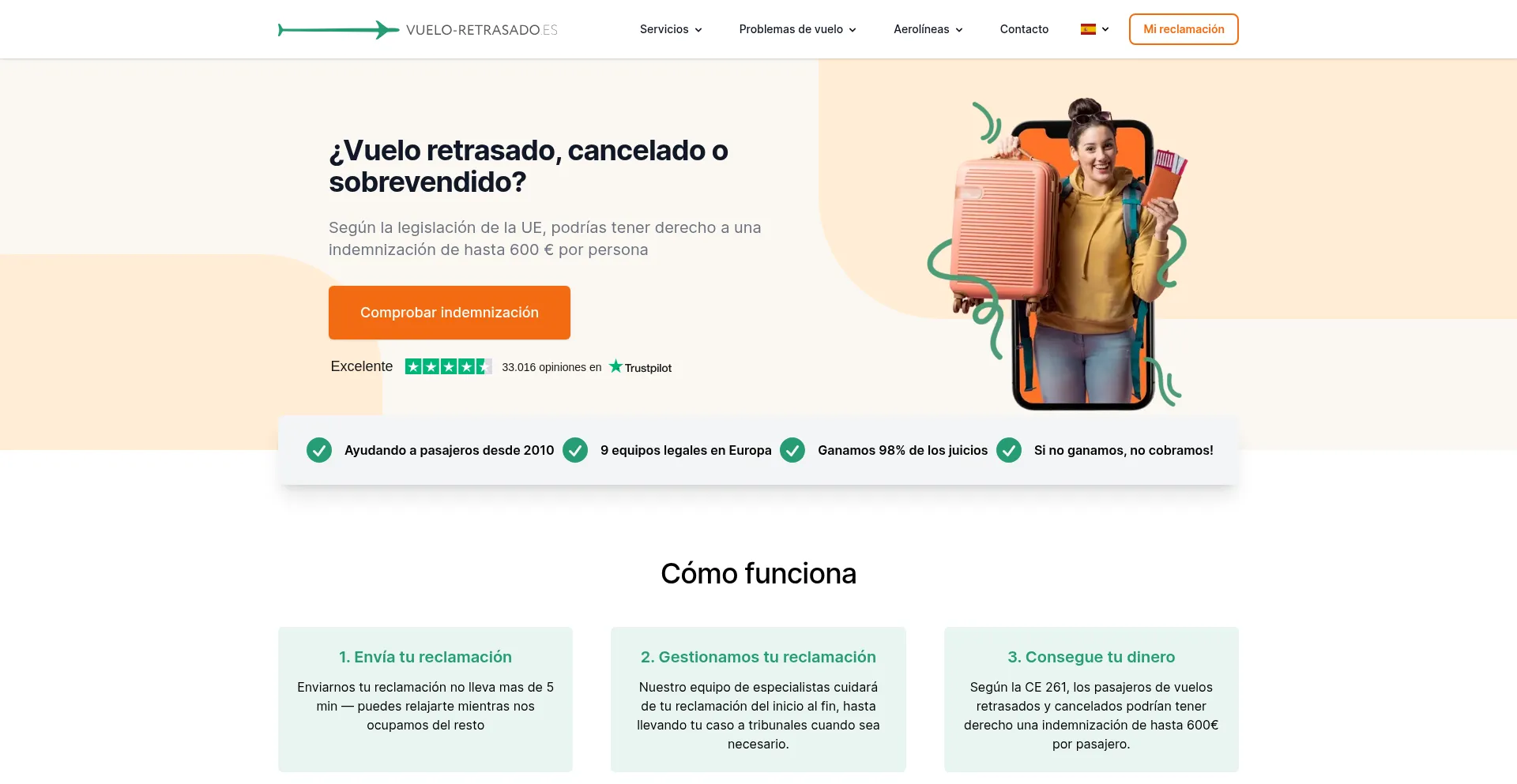 Website screenshot of Vuelo-retrasado.es