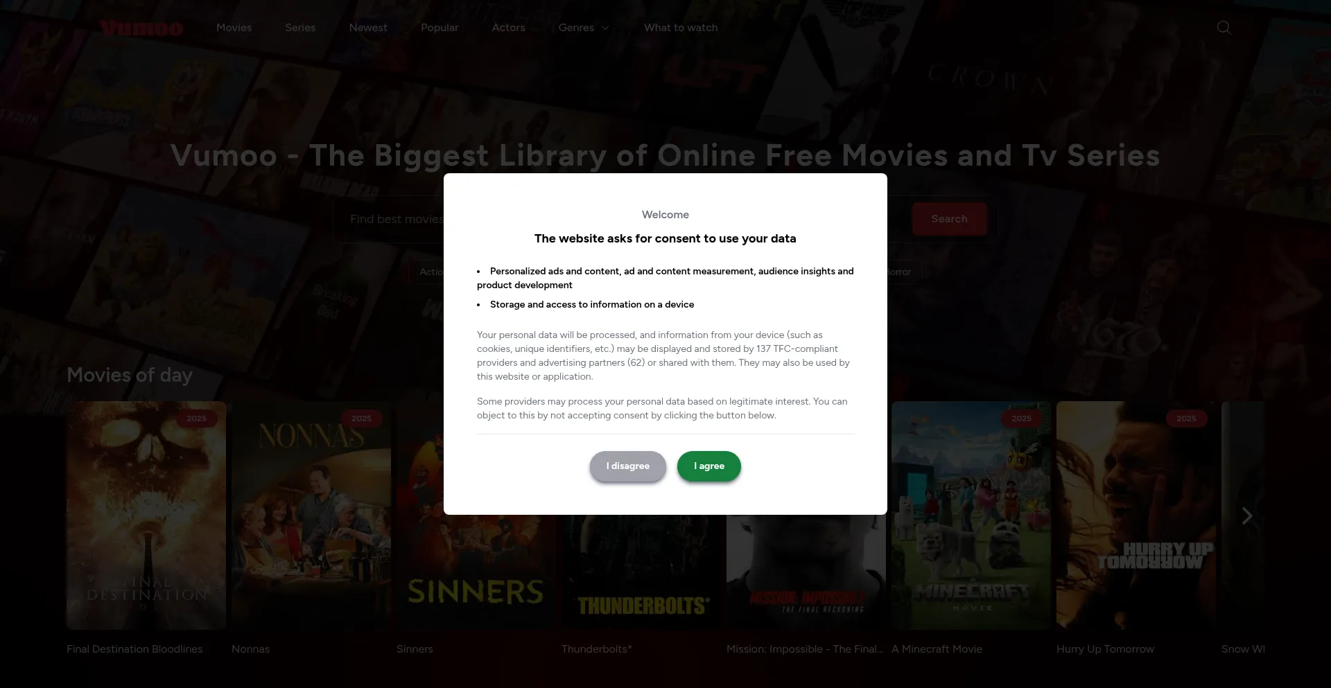 Website screenshot of Vumoo.org