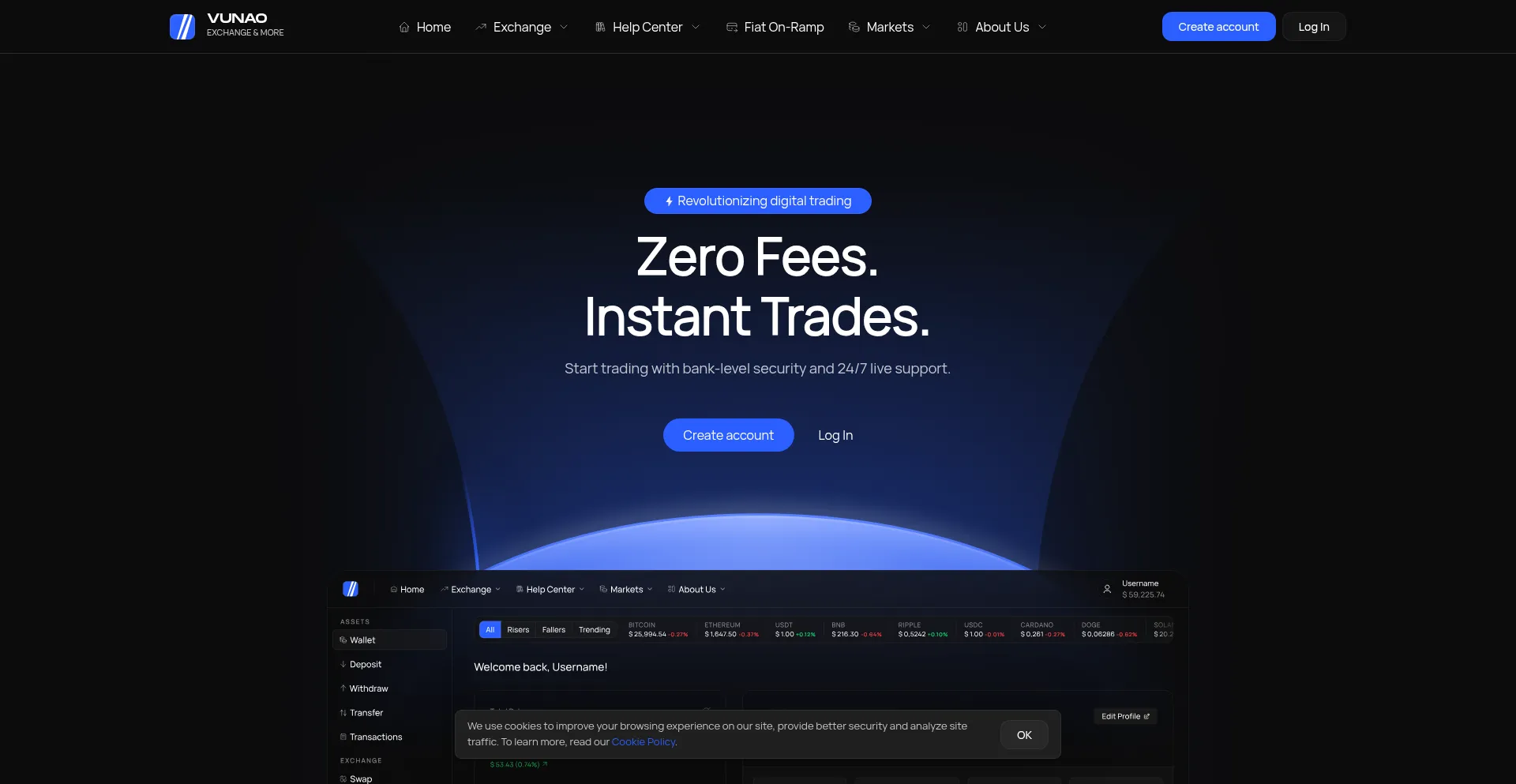 Website screenshot of Vunao.com