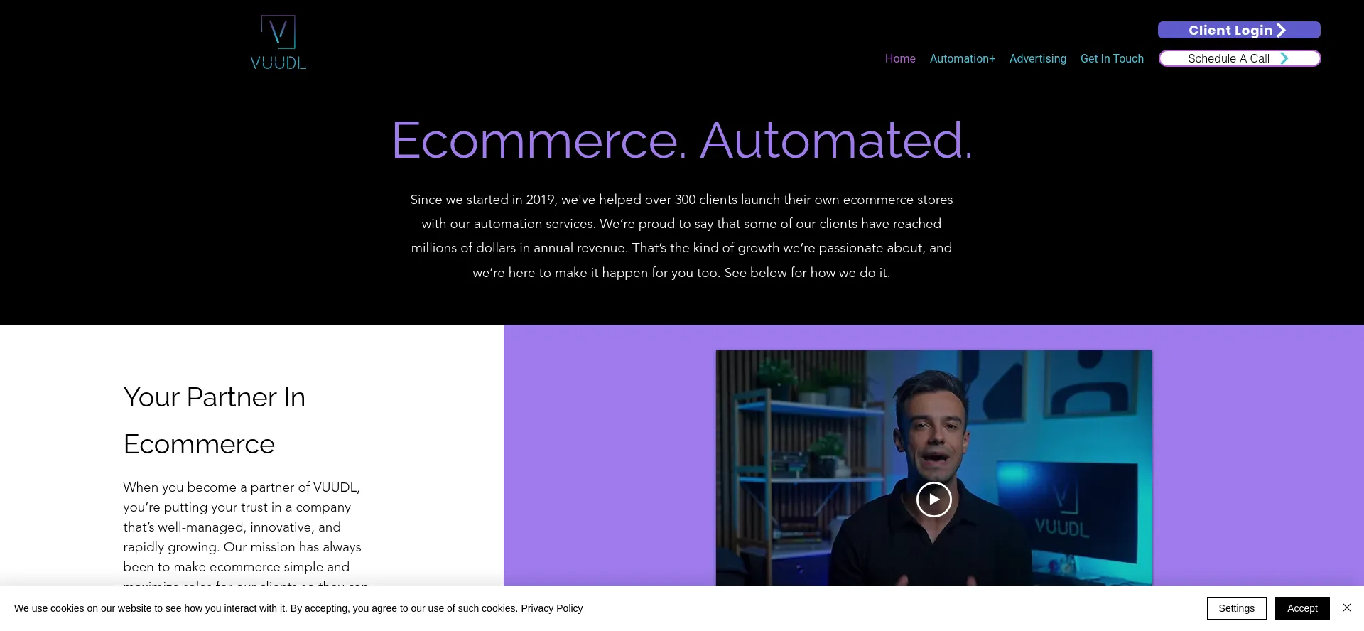 Website screenshot of Vuudl.com