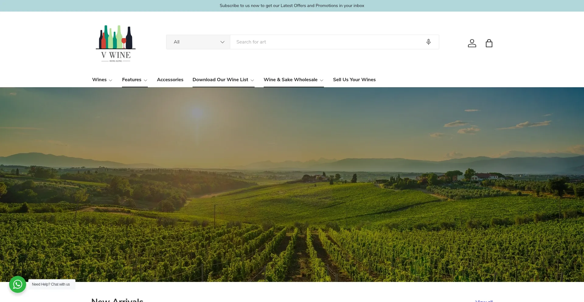 Website screenshot of Vwinehk.com