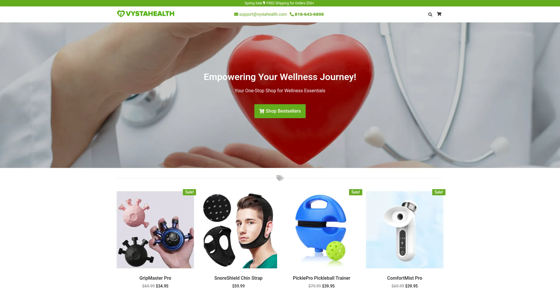 Website screenshot of Vystahealth.com