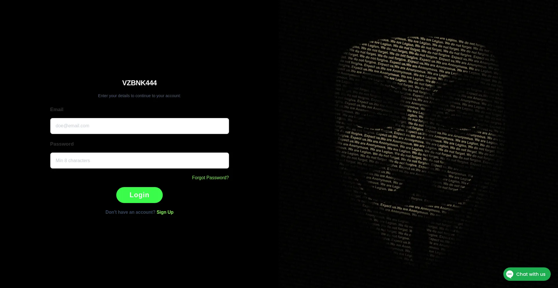 Website screenshot of Vzbnk444.com