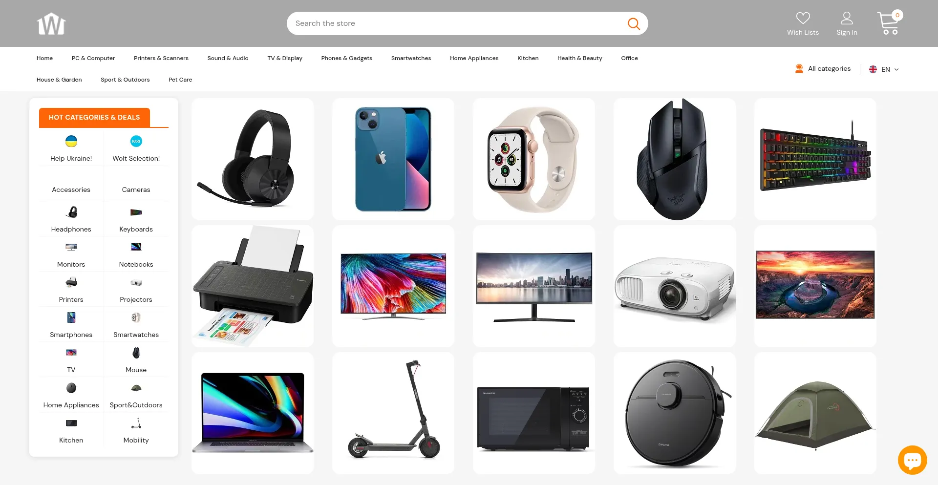 Website screenshot of W-warehouse.com