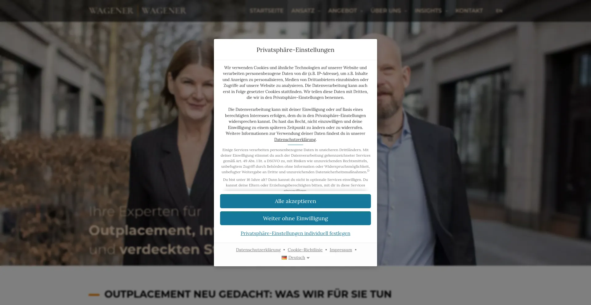 Website screenshot of Wagener-wagener.com