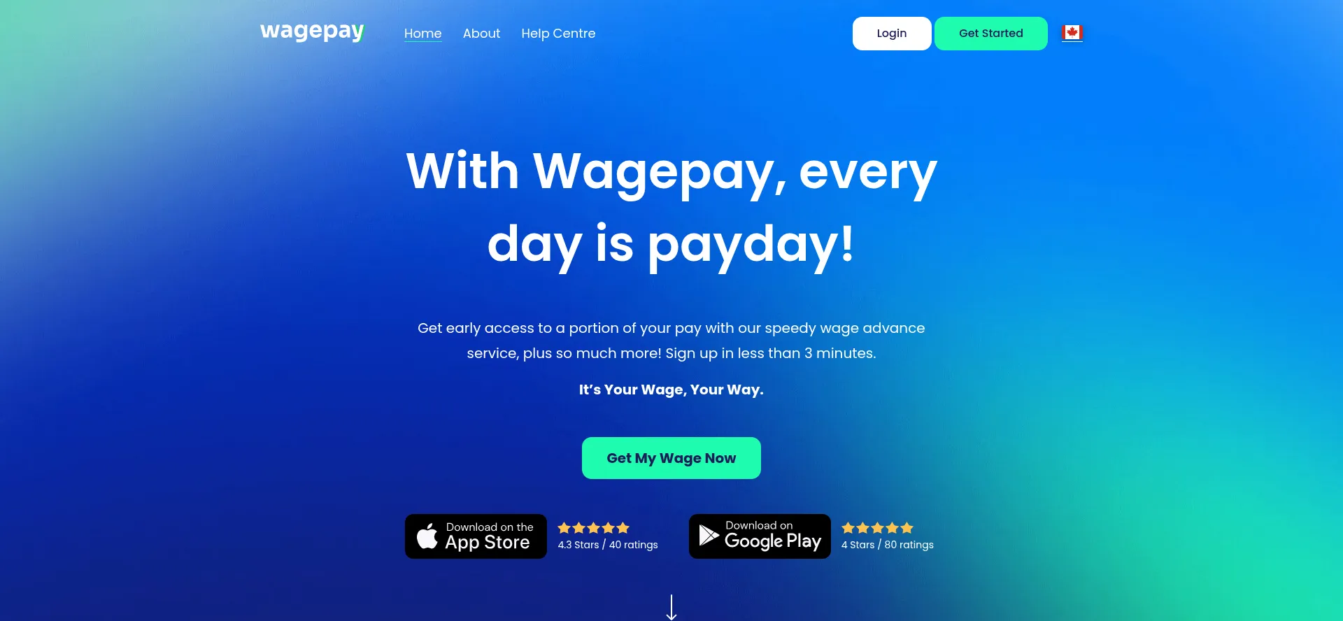 Website screenshot of Wagepay.com