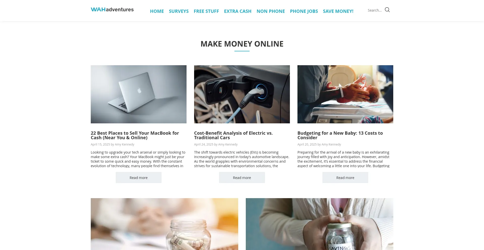 Website screenshot of Wahadventures.com