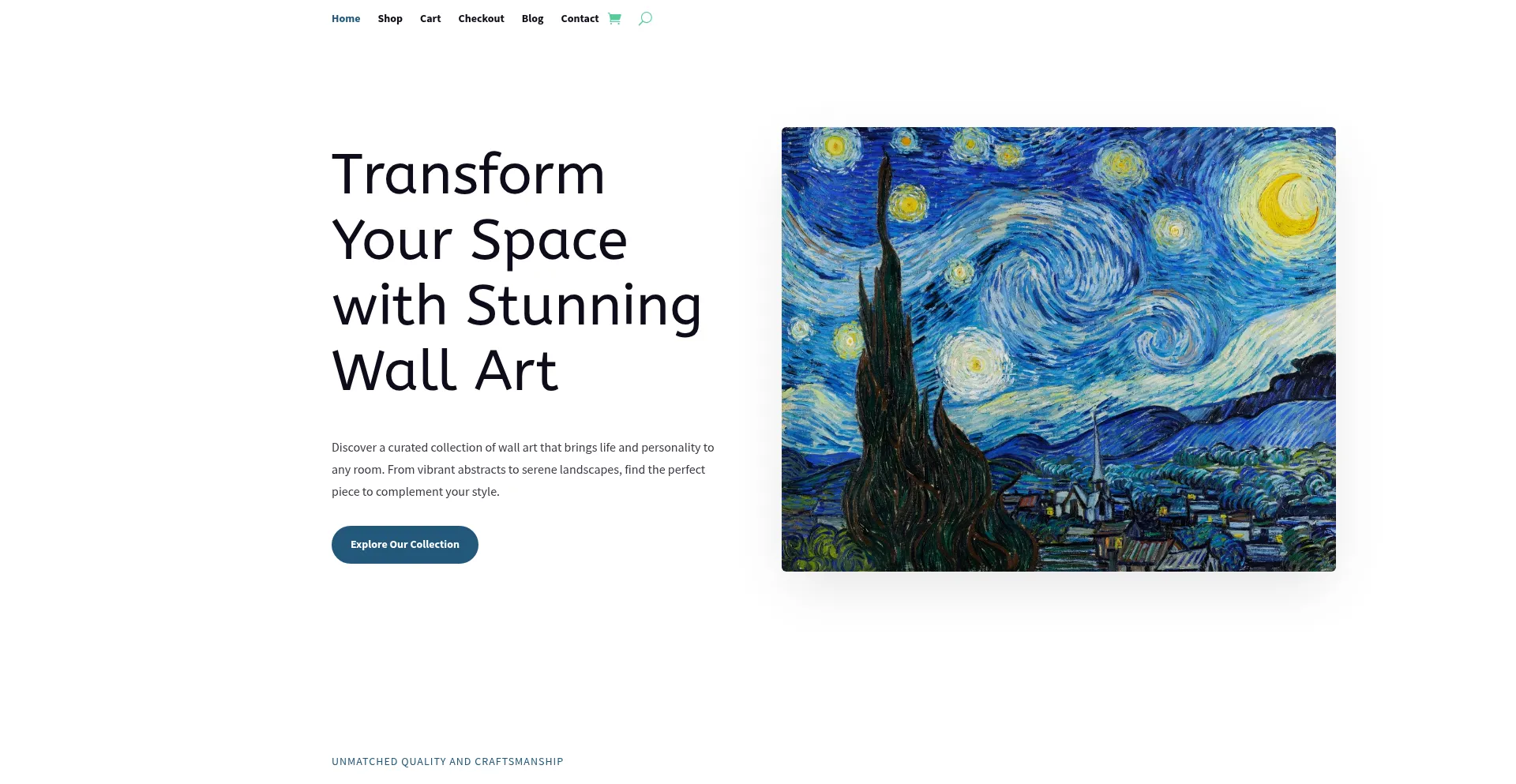 Website screenshot of Wallartforall.com