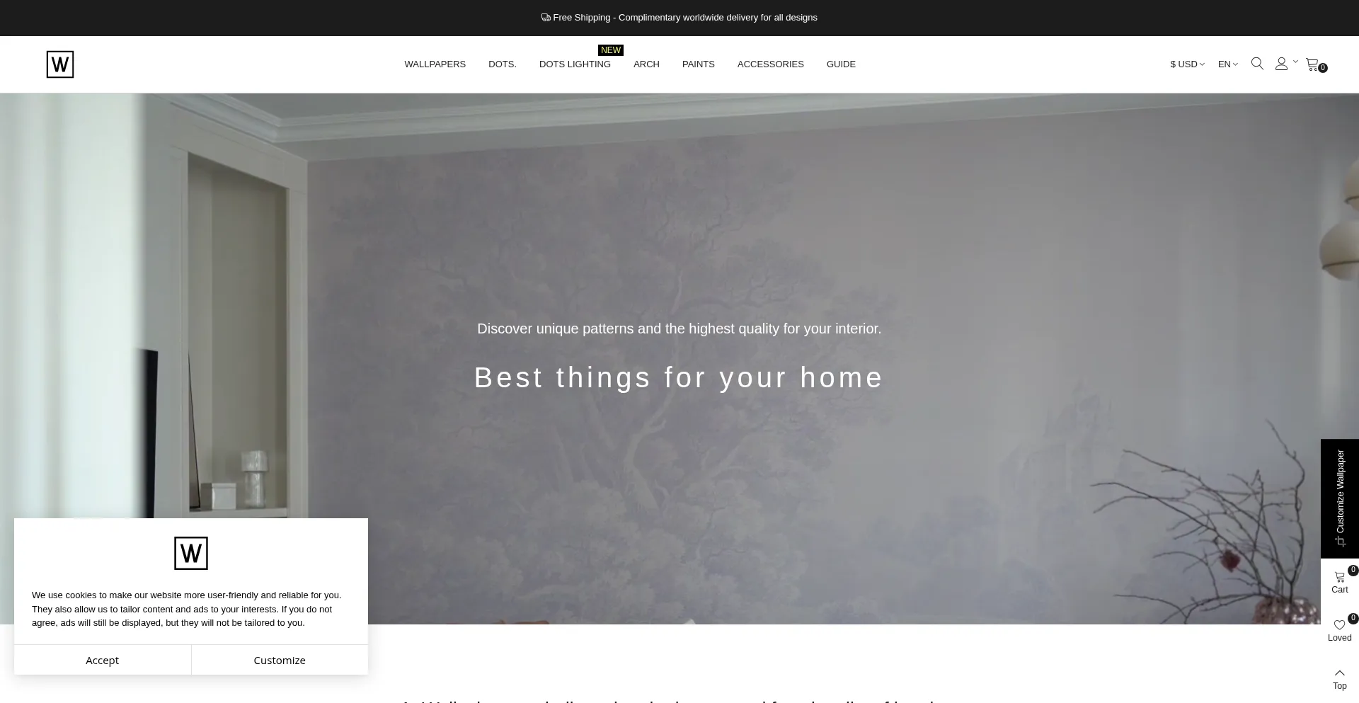 Website screenshot of Wallcolors.com