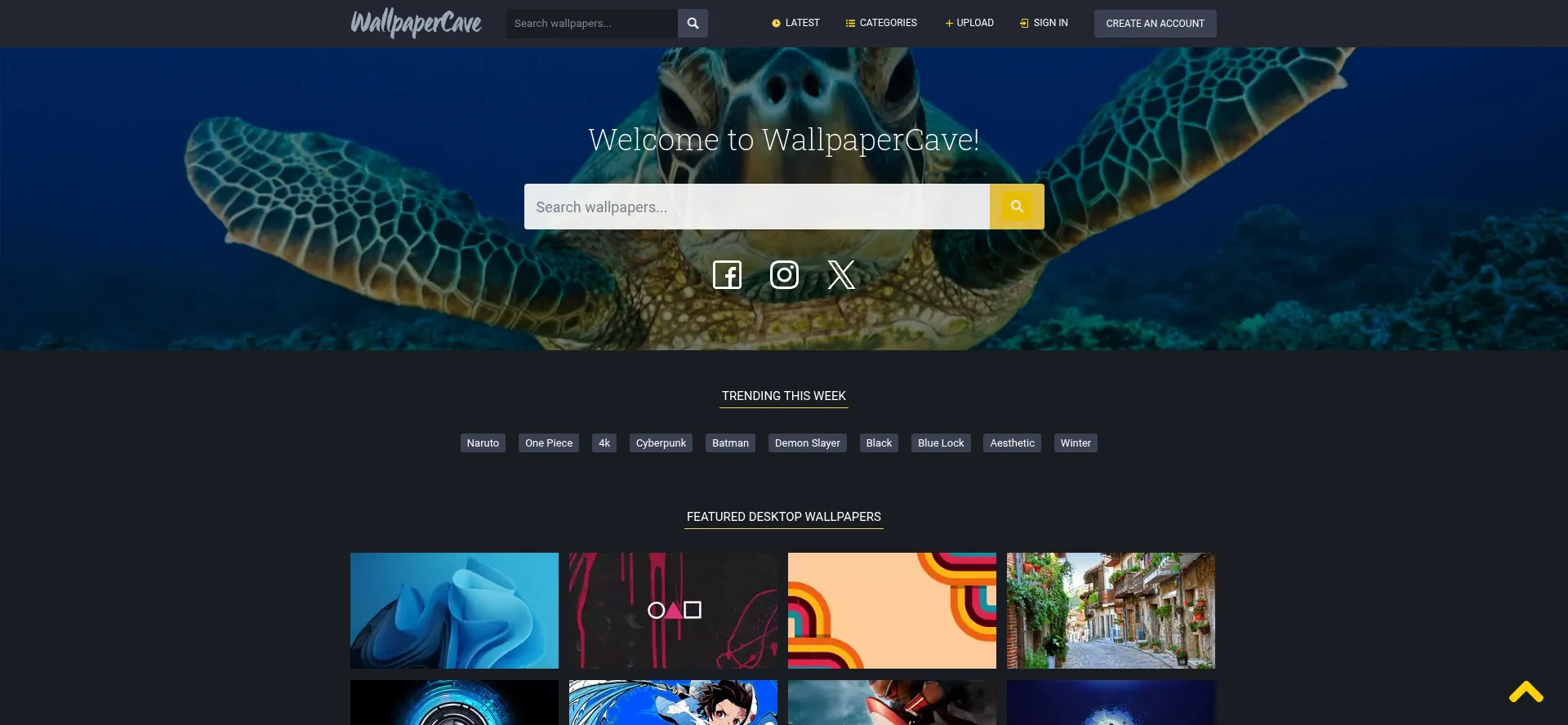 Website screenshot of Wallpapercave.com