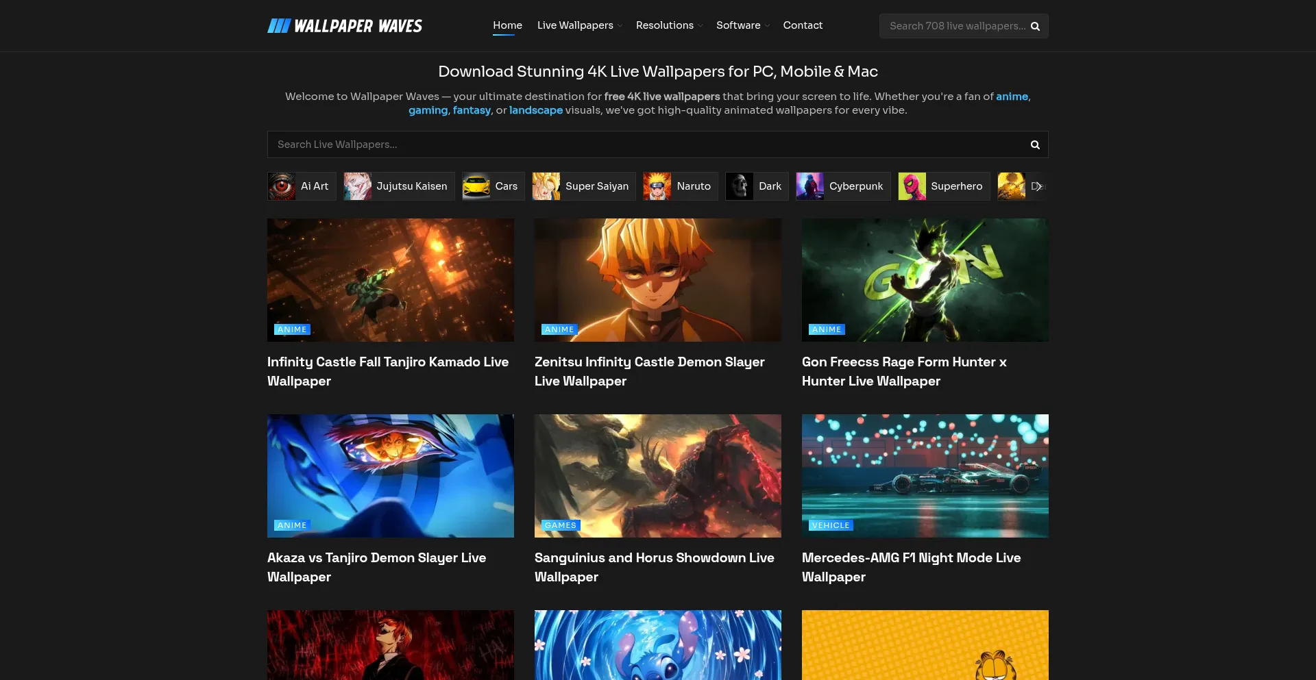 Website screenshot of Wallpaperwaves.com