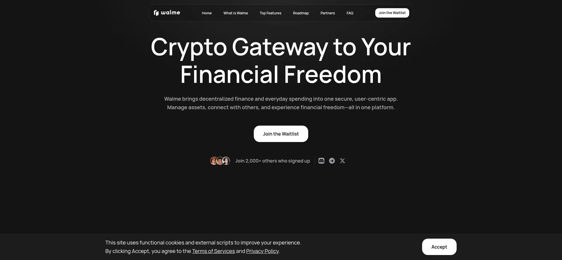 Website screenshot of Walme.io