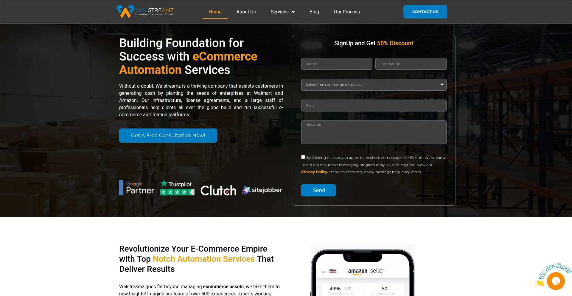 Website screenshot of Walstreamz.com