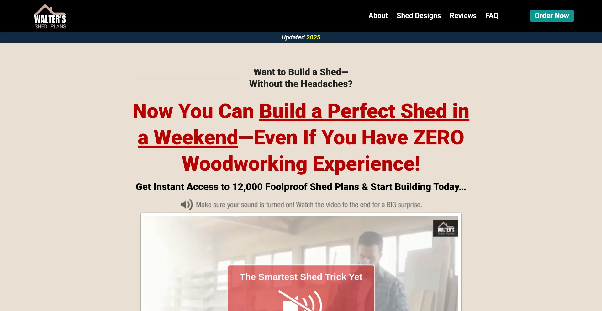 Website screenshot of Waltershedplans.com
