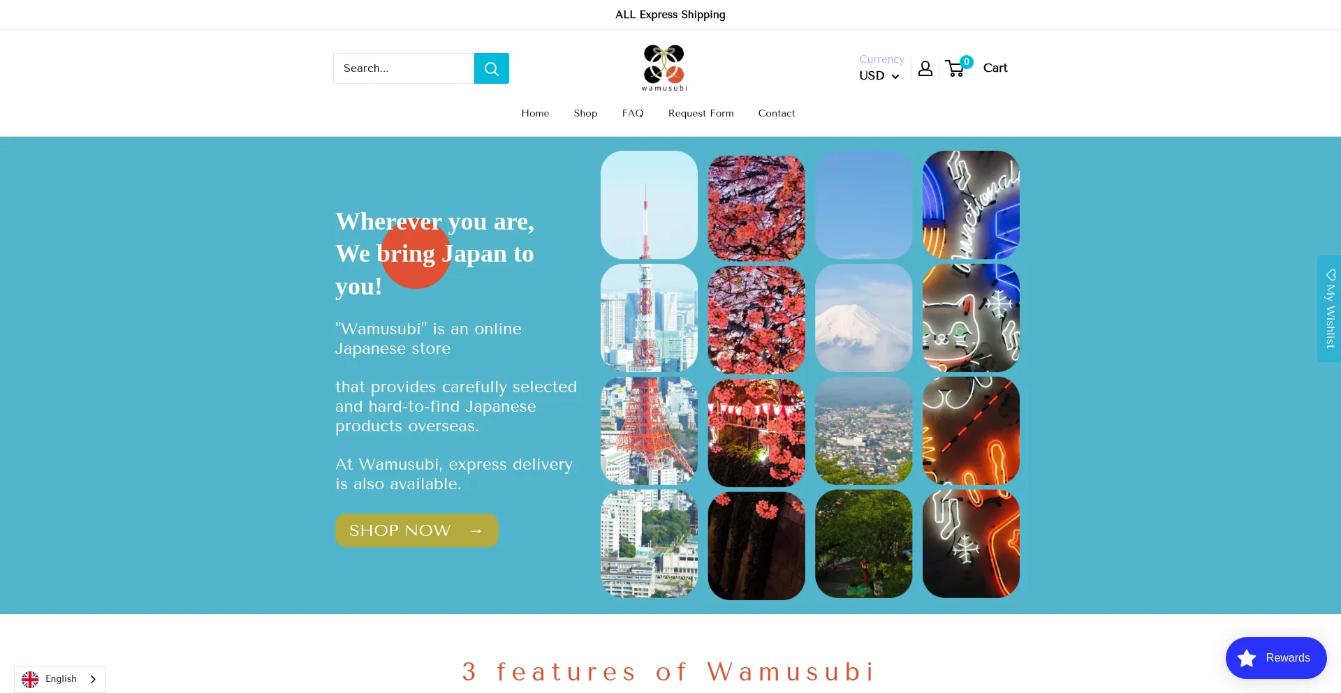 Website screenshot of Wamusubi-world.com