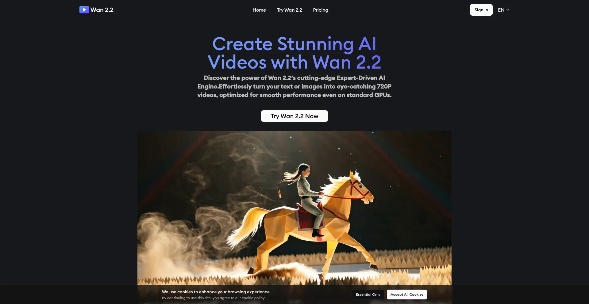 Website screenshot of Wan2-2.org