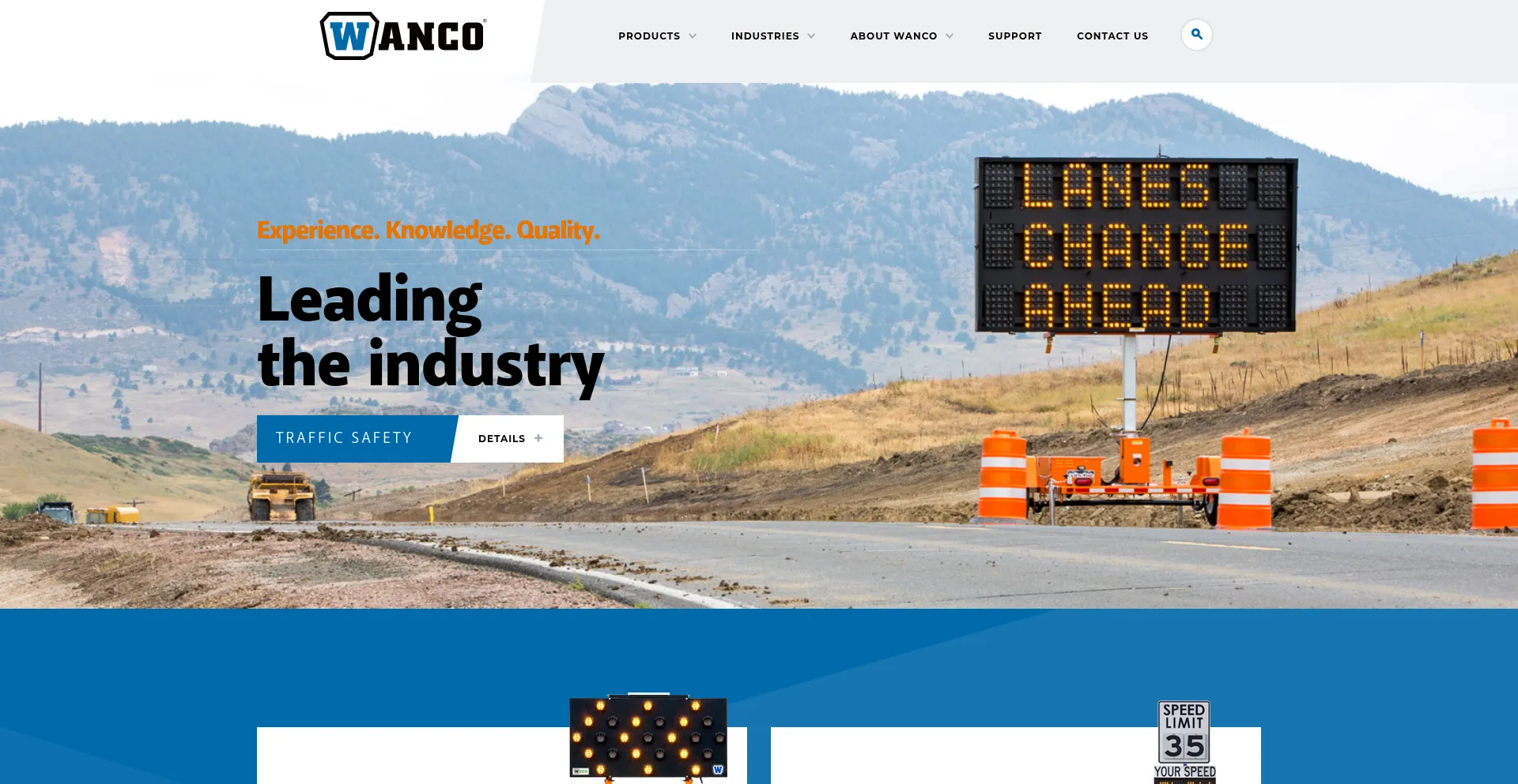 Website screenshot of Wanco.com