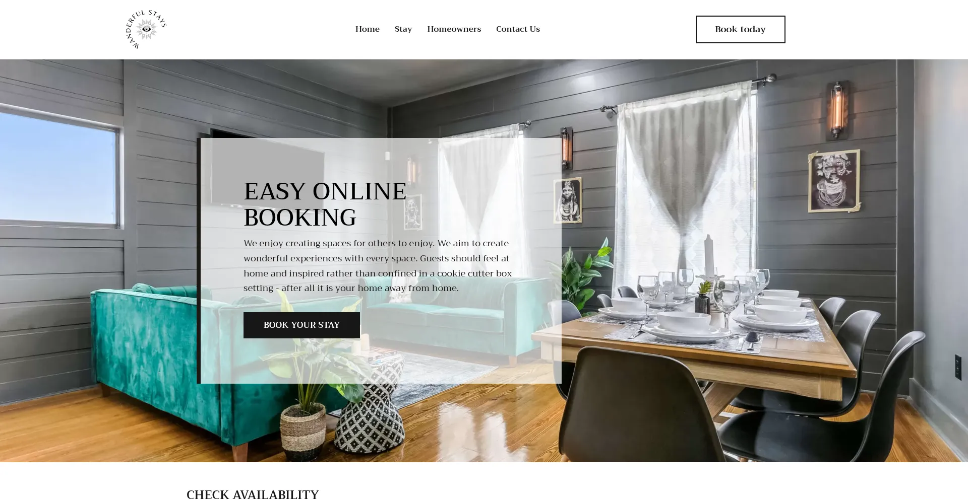 Website screenshot of Wanderfulstays.com