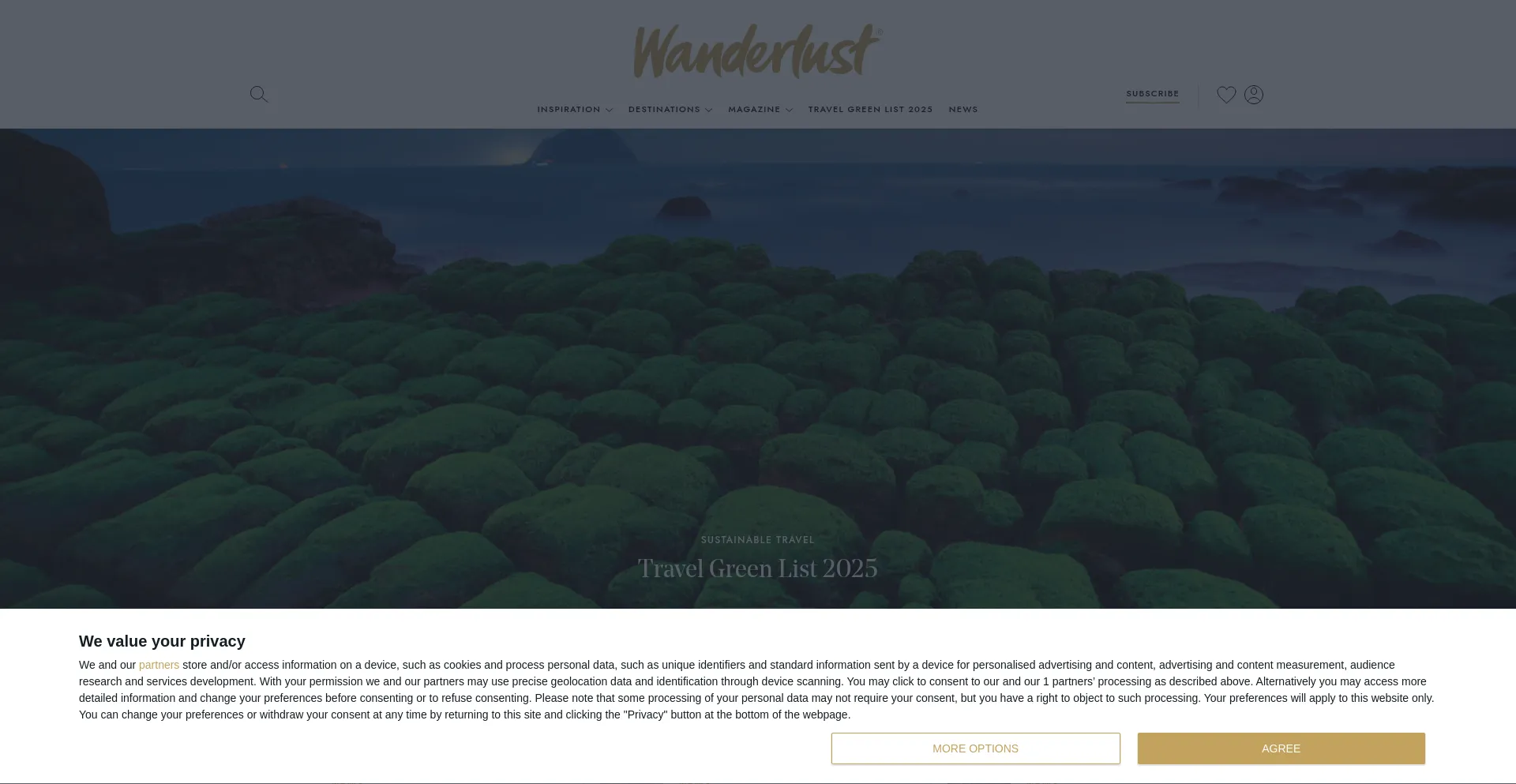 Website screenshot of Wanderlustmagazine.com