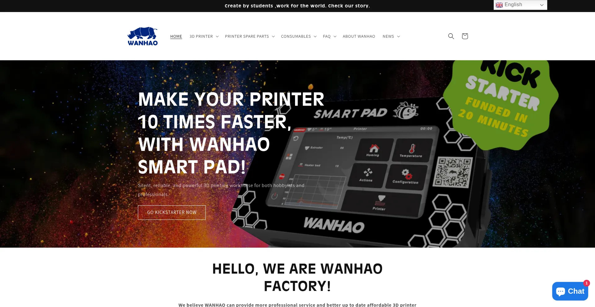 Website screenshot of Wanhao.store